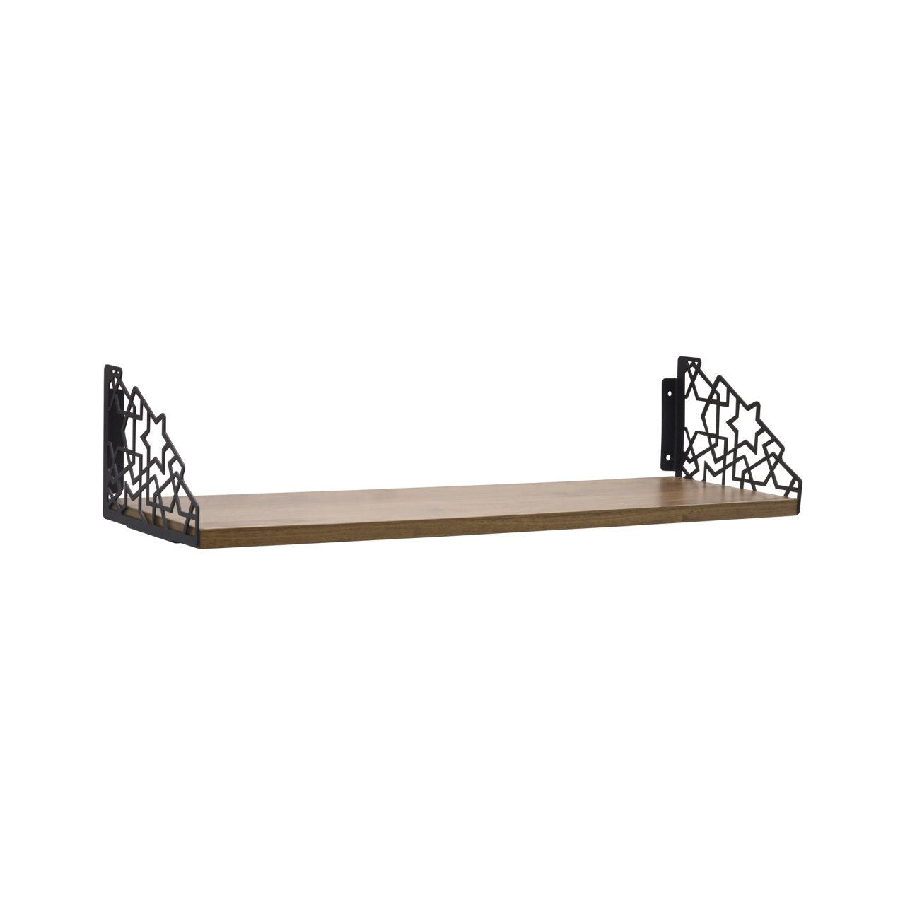 Prateleira de parede – 60cm x 20cm x 14cm – Castanho e Preto – Painéis de partículas e metal