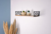 Prateleira de parede – 60cm x 20cm x 14cm – Castanho e Preto – Metal e painel de partículas