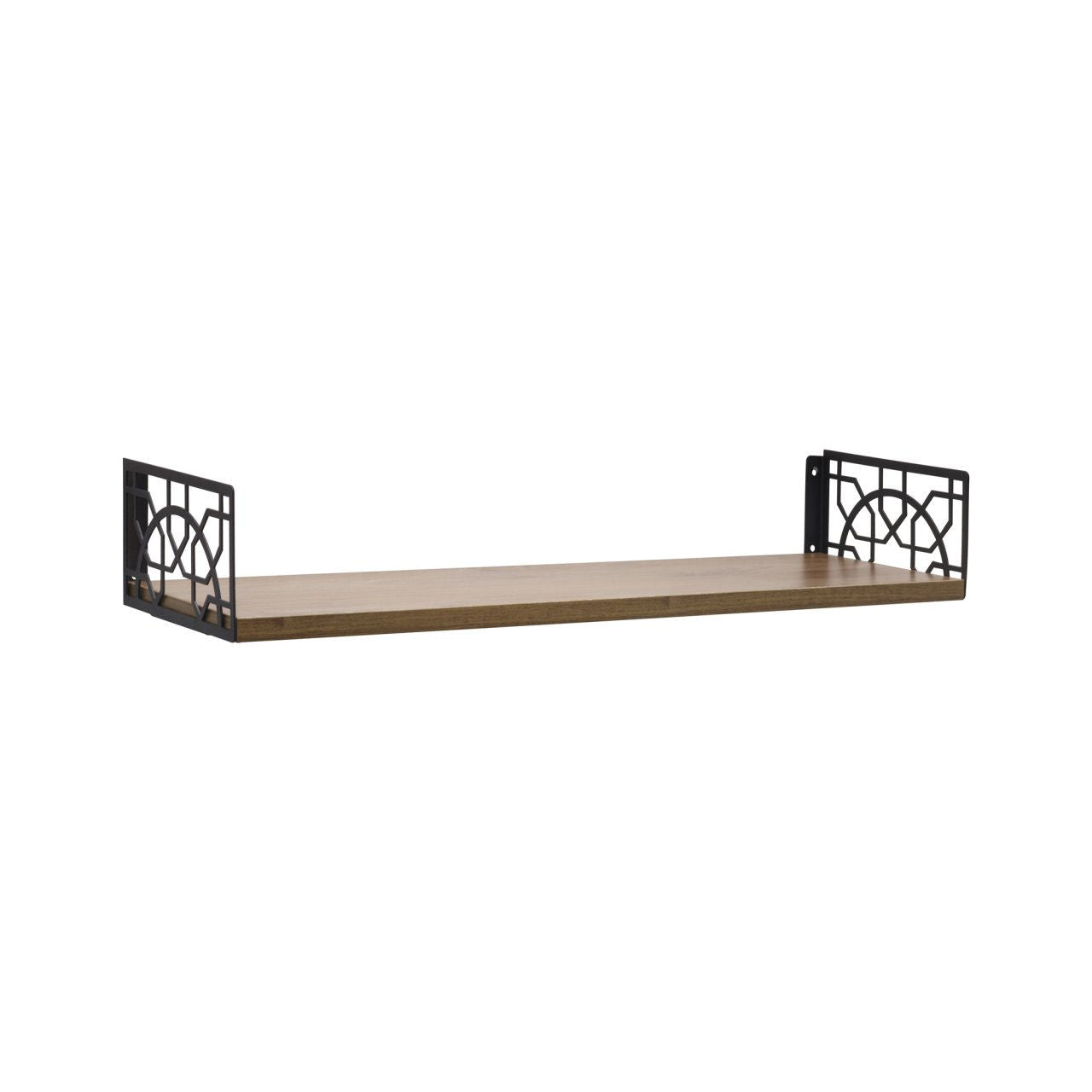 Prateleira de parede – 60cm x 20cm x 14cm – Castanho e Preto – Metal e painel de partículas