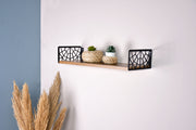 Prateleira de parede – 60 cm x 20 cm x 14 cm – Castanho e Preto – Painel de partículas e metal