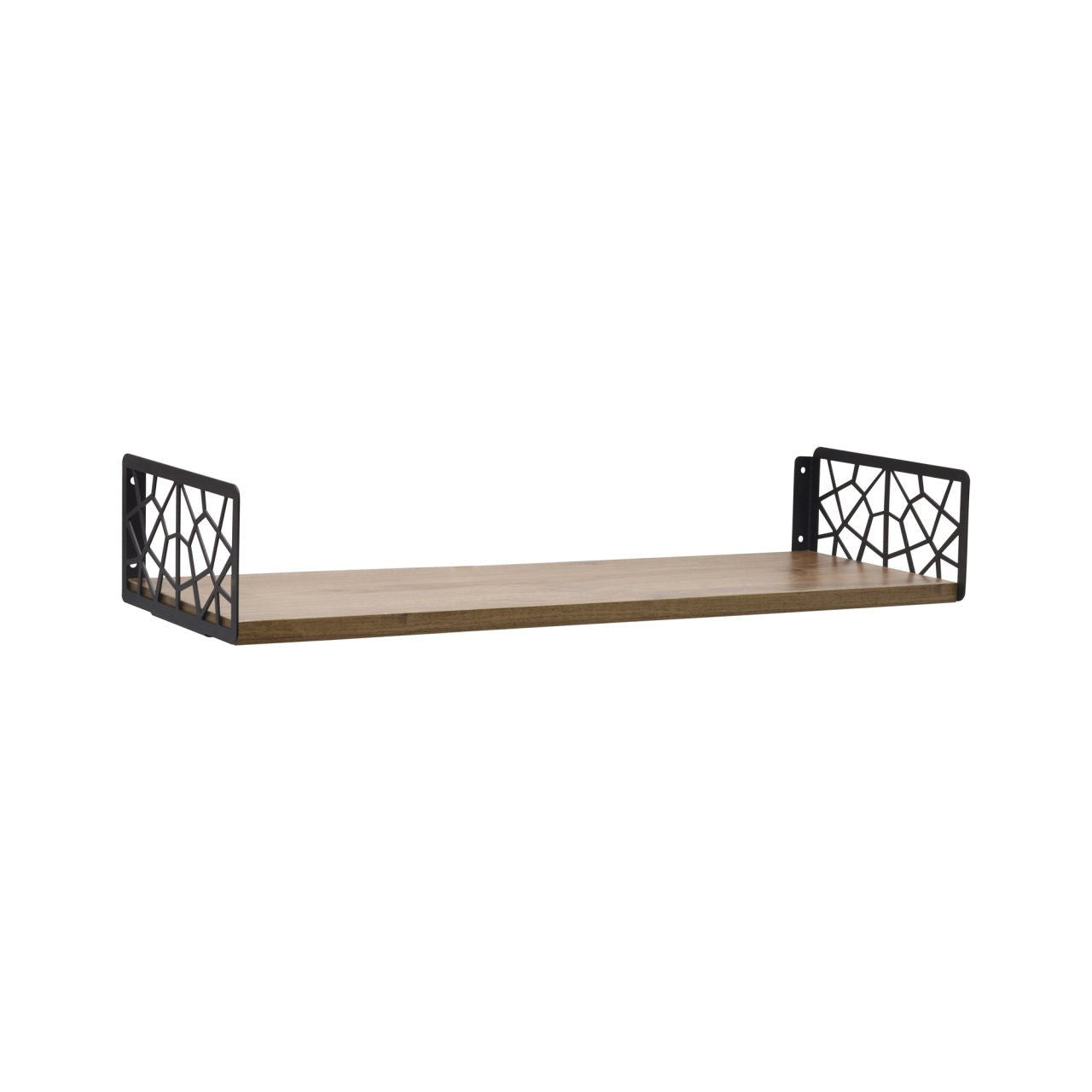 Prateleira de parede – 60 cm x 20 cm x 14 cm – Castanho e Preto – Painel de partículas e metal