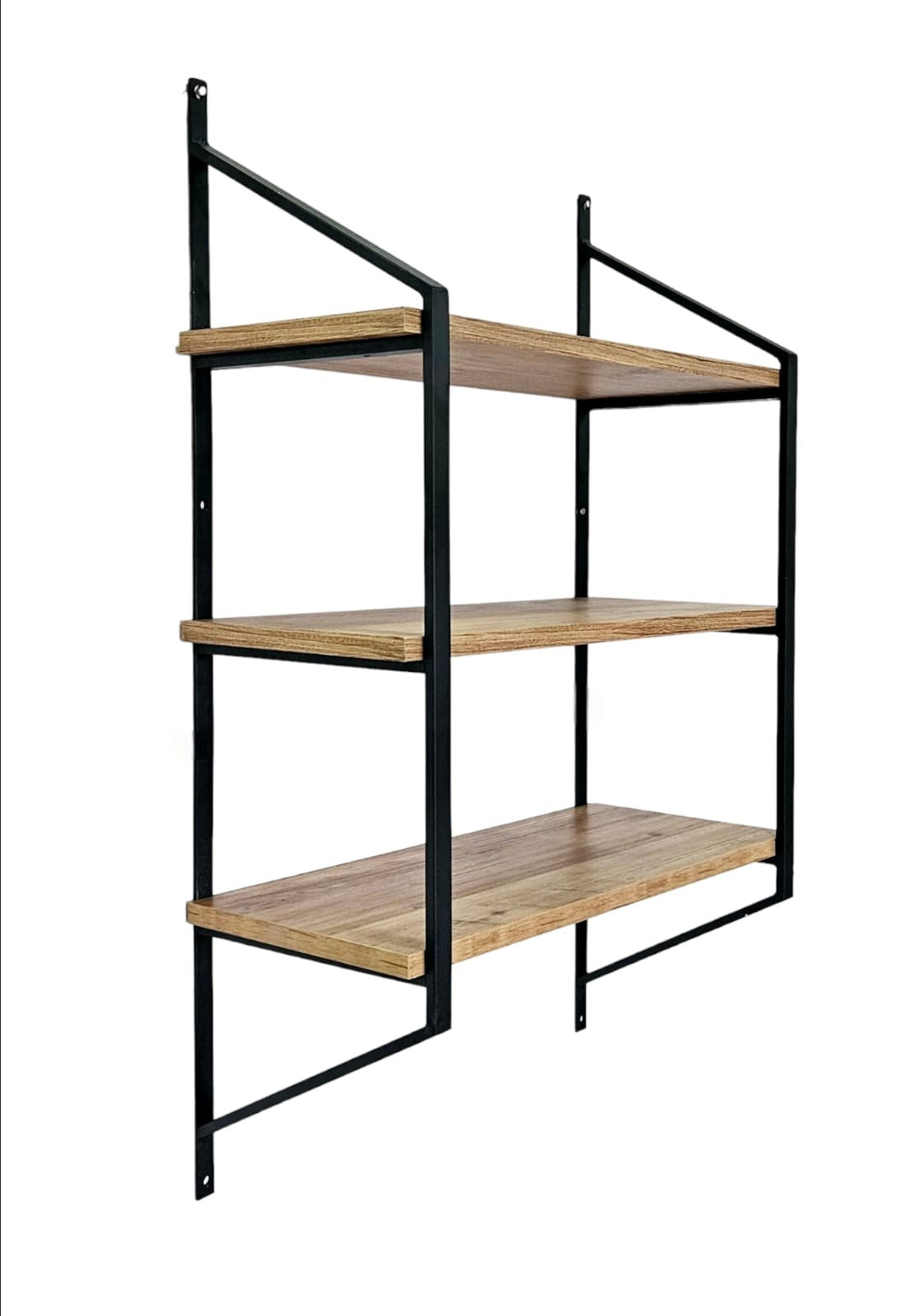 Prateleira de Parede – 60 cm x 95 cm x 28 cm – Preto e Pinho Atlântico – Painéis de Partículas e Metal
