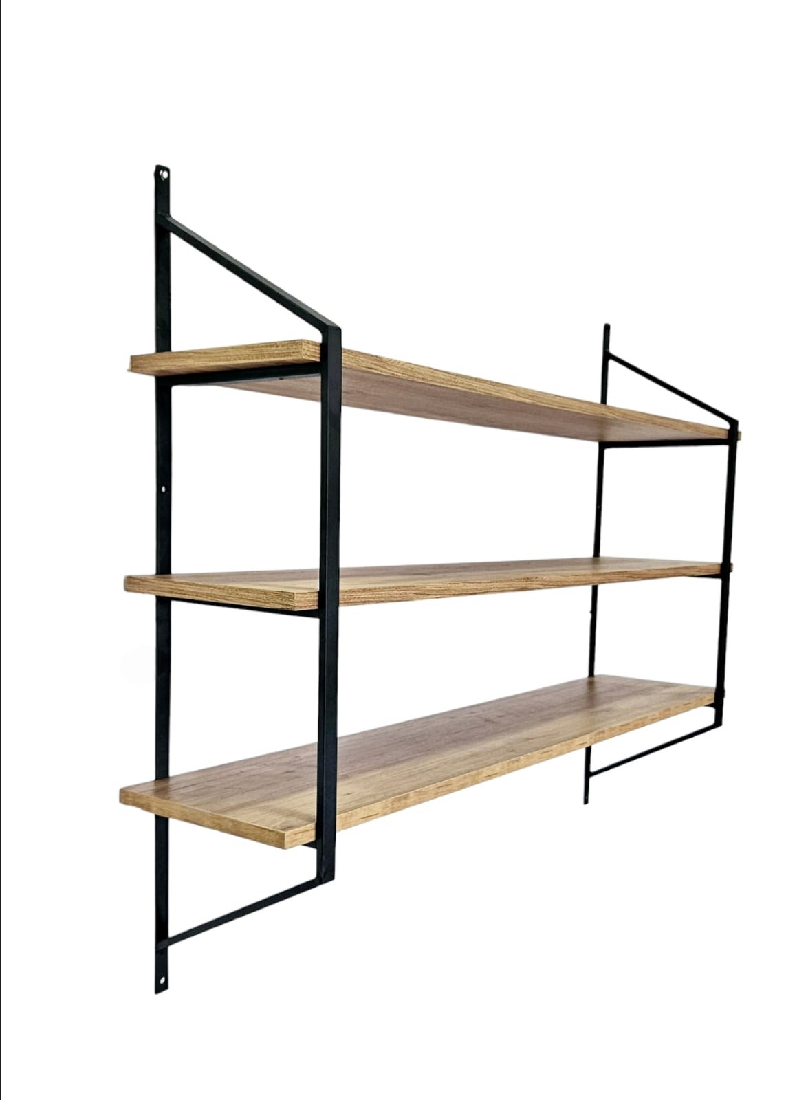 Prateleira de Parede – 120 cm x 95 cm x 28 cm – Preto e Pinho Atlântico – Painéis de Partículas