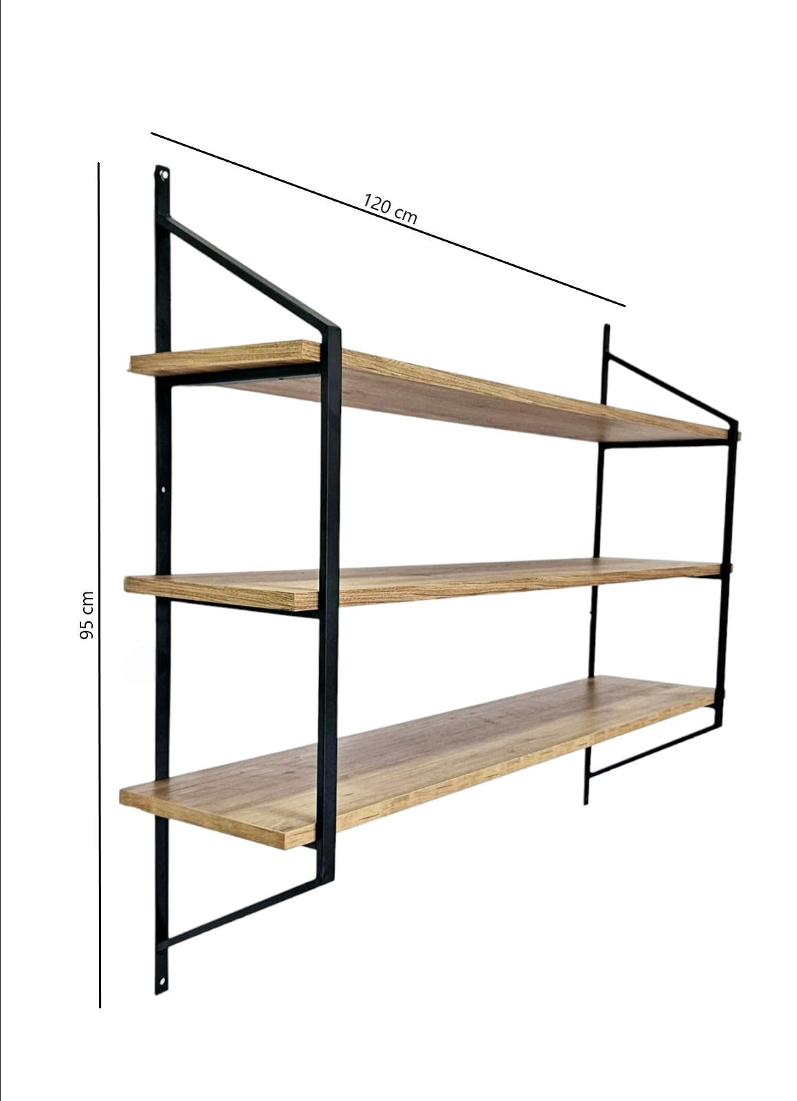 Prateleira de Parede – 120 cm x 95 cm x 28 cm – Preto e Pinho Atlântico – Painéis de Partículas