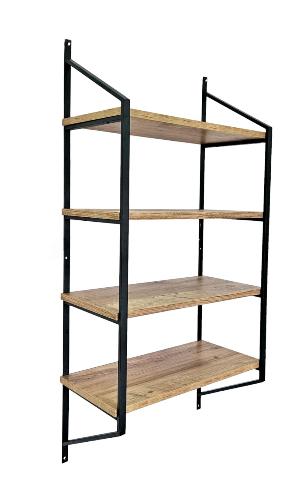 Prateleira de parede – 60 cm x 120 cm x 28 cm – Preto e Pinho Atlântico – Painéis de partículas revestidos a melamina e metal