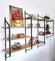 Prateleira de parede – 180cm x 120cm x 28cm – Preto e Pinho Atlântico