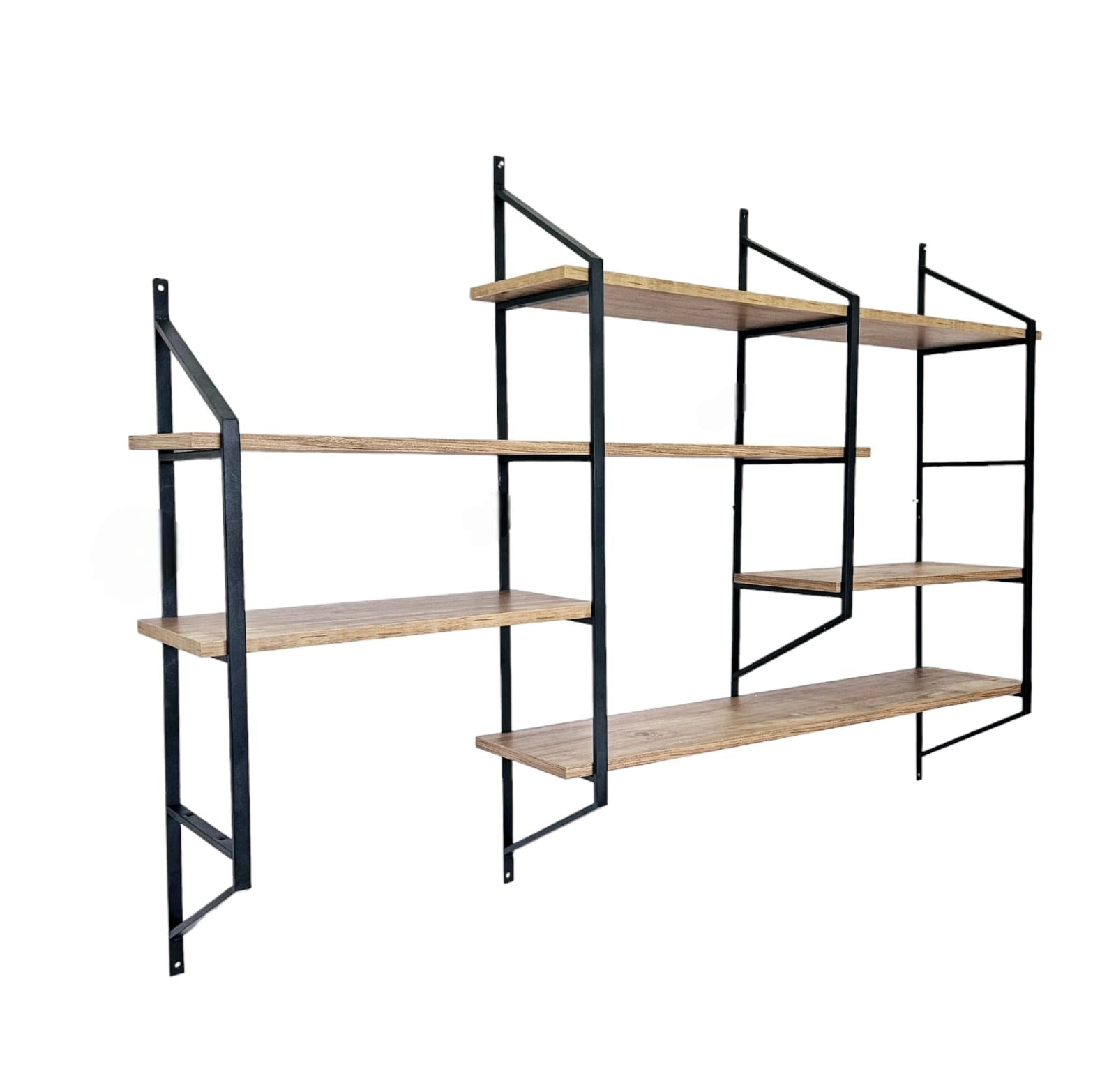 Prateleira de parede – 180cm x 120cm x 28cm – Preto e Pinho Atlântico