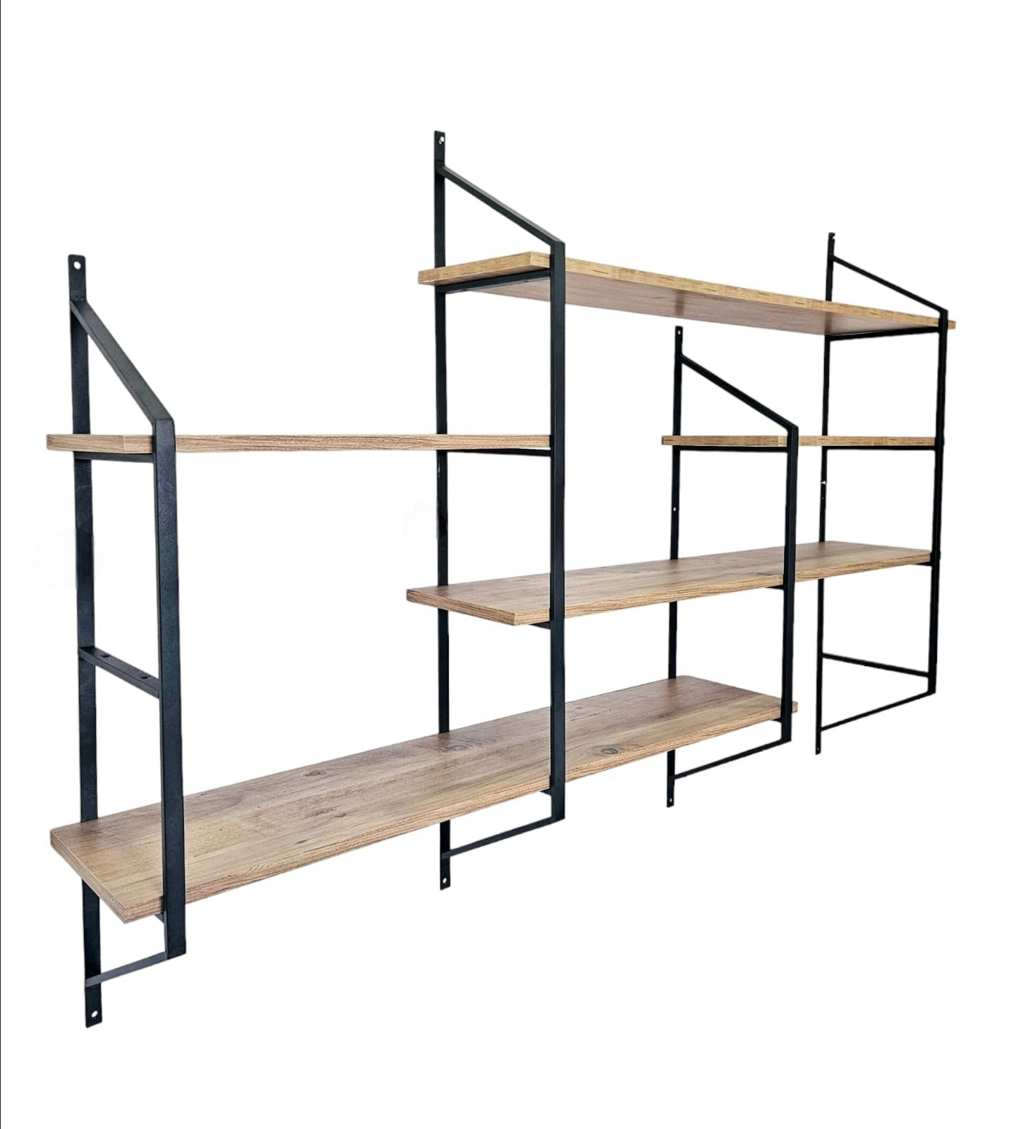 Prateleira de parede – 180cm x 120cm x 28cm – Preto e Pinho Atlântico