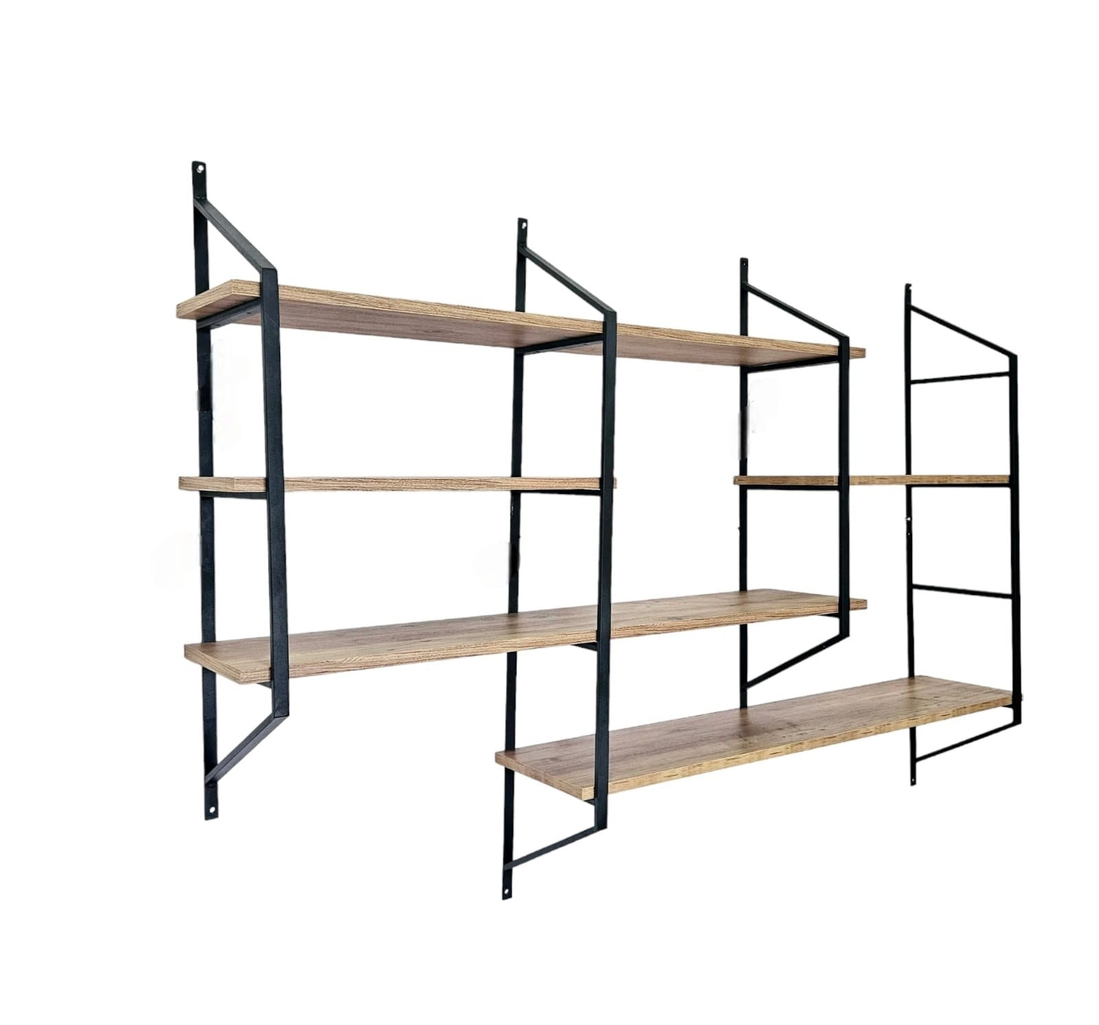 Prateleira de parede – 180cm x 120cm x 28cm – Preto e Pinho Atlântico