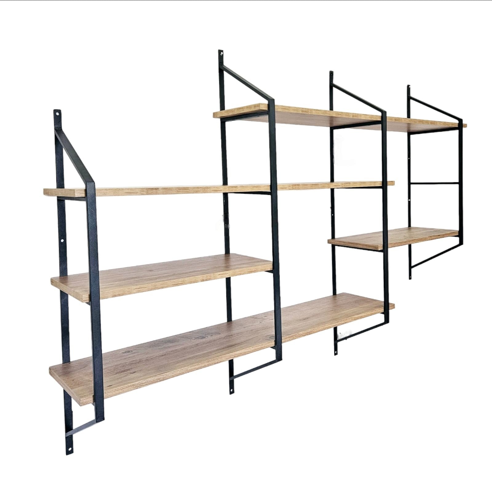Prateleira de parede – 180cm x 120cm x 28cm – Preto e Pinho Atlântico