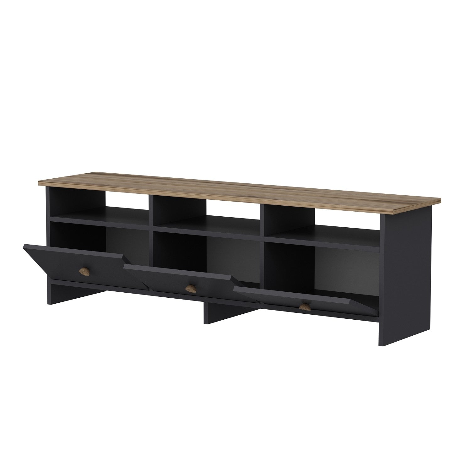 Móvel de TV – 150 cm x 47 cm x 36 cm – Antracite e Carvalho – Painel de Partículas