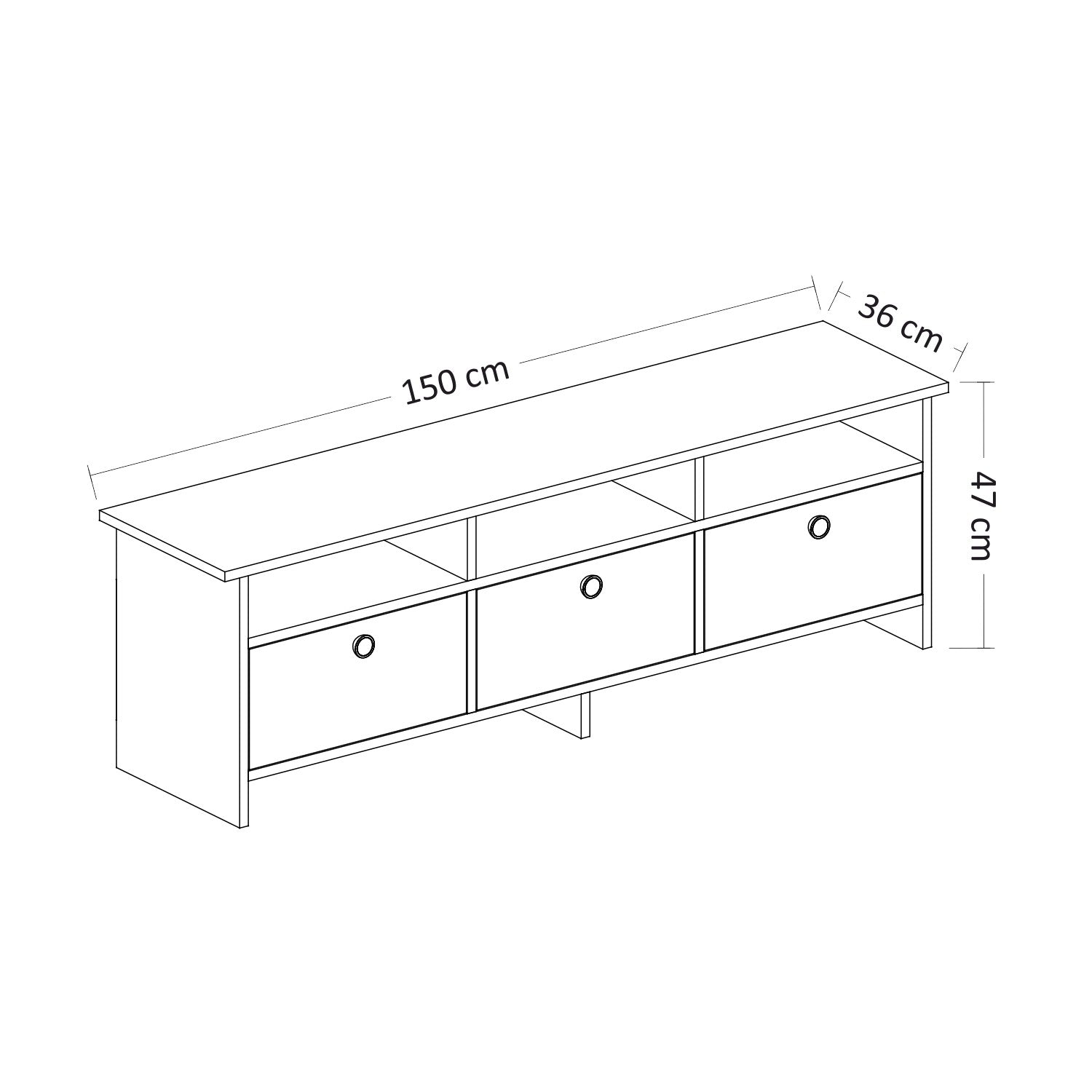 Móvel de TV – 150 cm x 47 cm x 36 cm – Antracite e Carvalho – Painel de Partículas