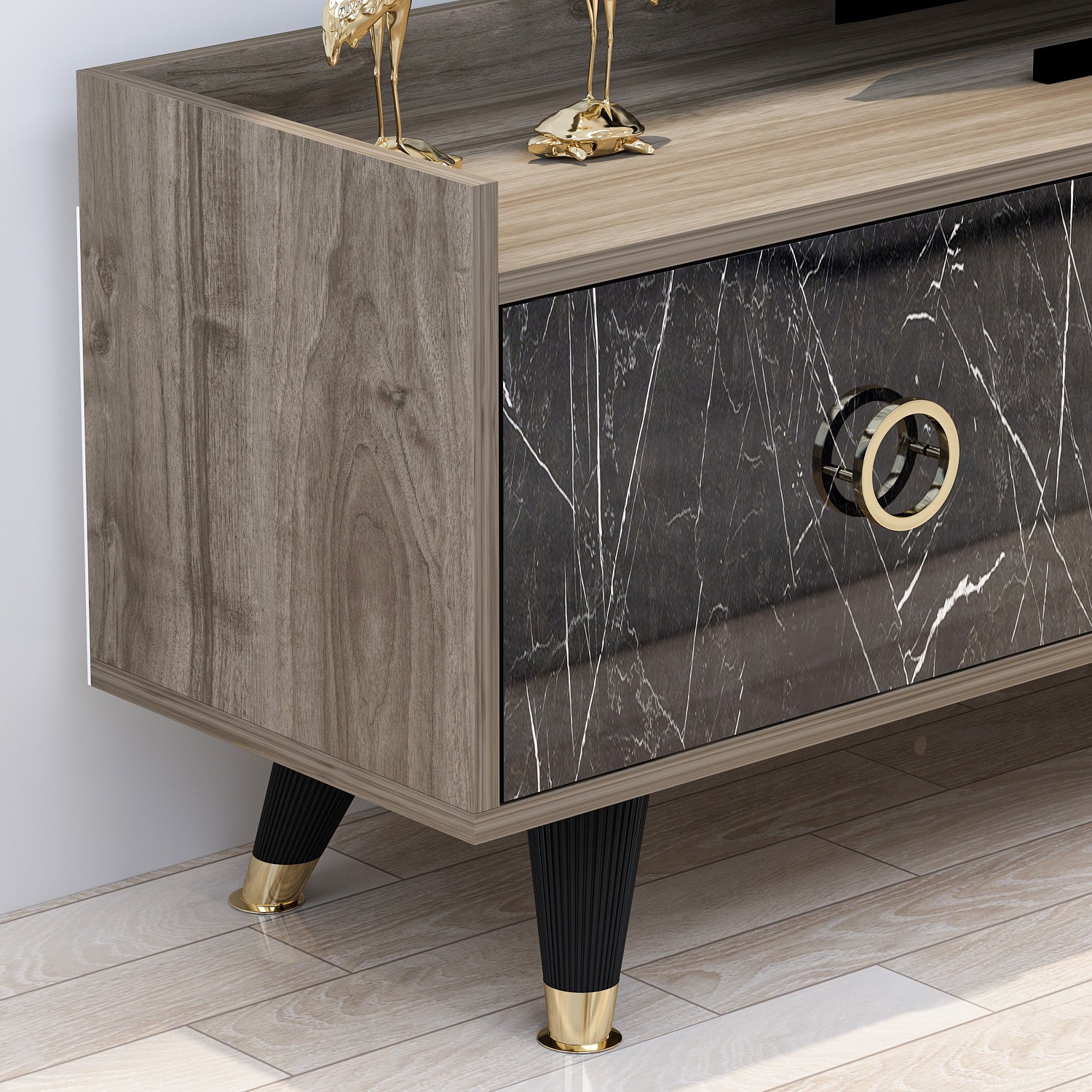Móvel de TV – 180cm x 52cm x 35cm – Mármore – Painéis de partículas revestidos a melamina