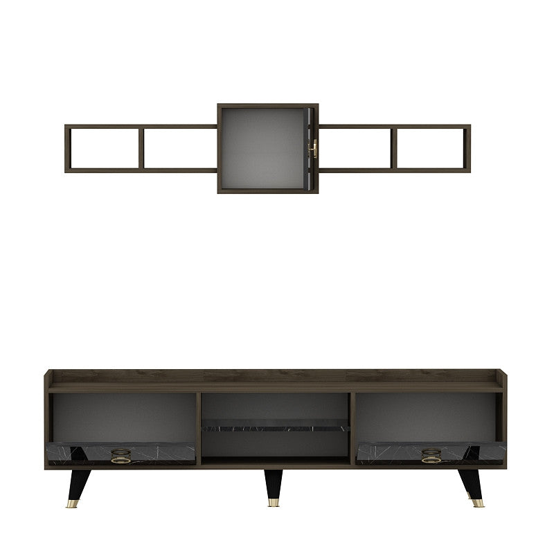 Móvel de TV – 180cm x 52cm x 35cm – Mármore – Painéis de partículas revestidos a melamina