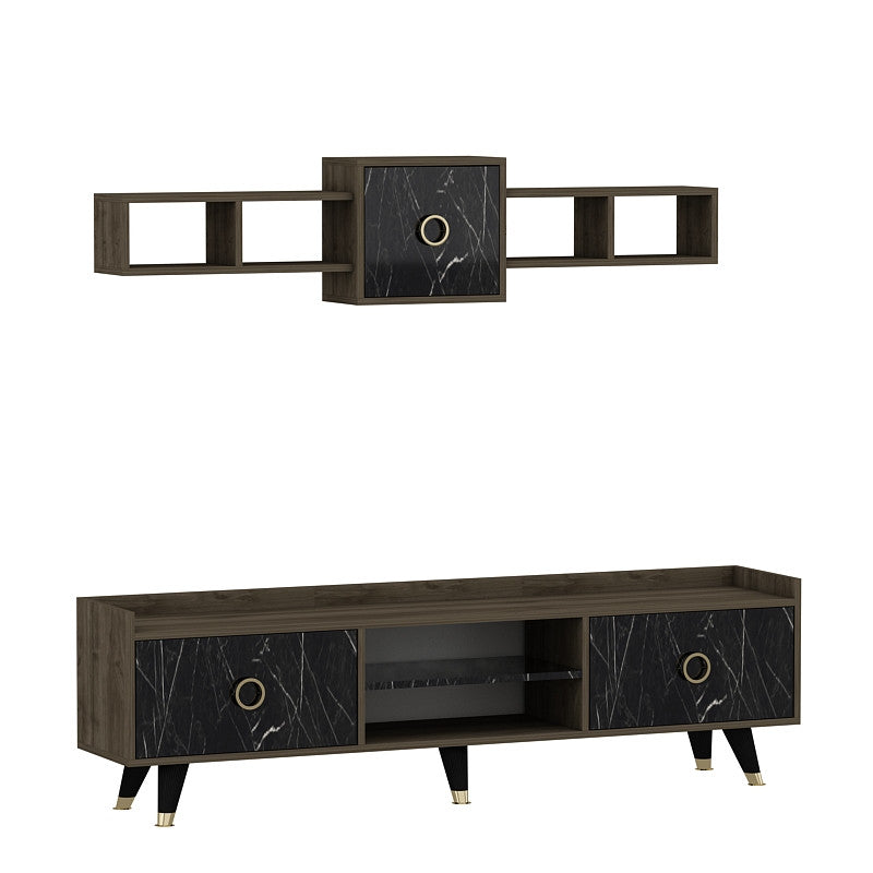 Móvel de TV – 180cm x 52cm x 35cm – Mármore – Painéis de partículas revestidos a melamina