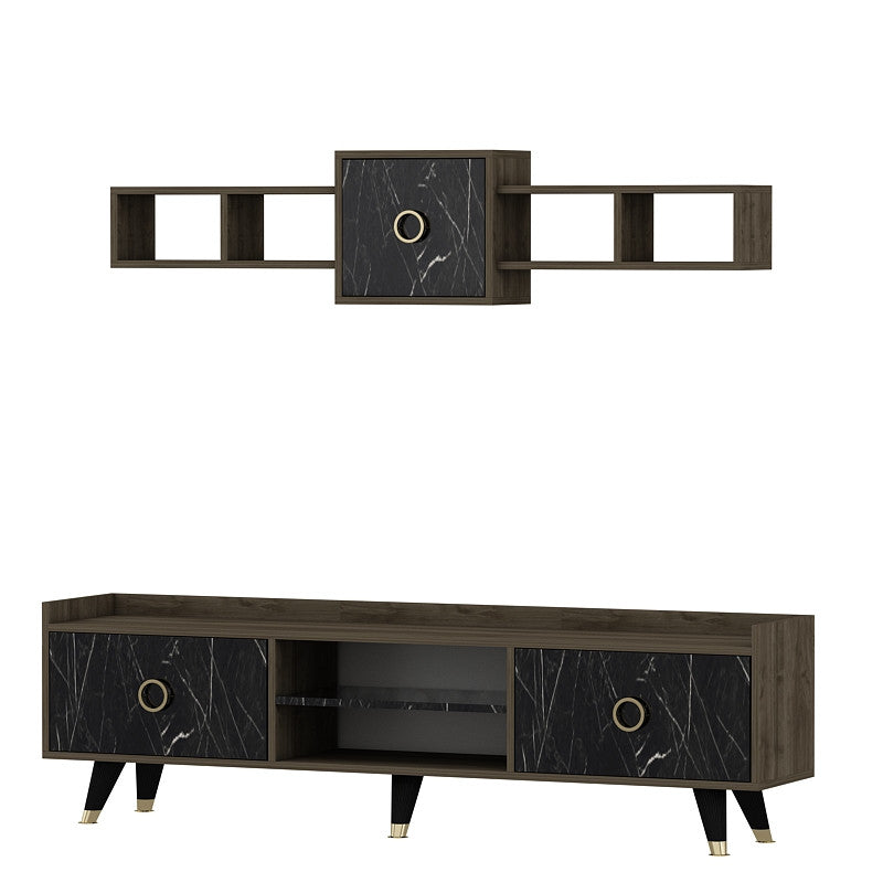 Móvel de TV – 180cm x 52cm x 35cm – Mármore – Painéis de partículas revestidos a melamina