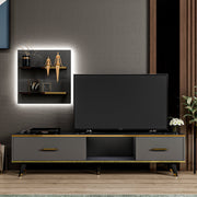 Móvel de TV – 180 cm x 43,6 cm x 35 cm – Cor antracite – Material em painel de partículas revestido a melamina