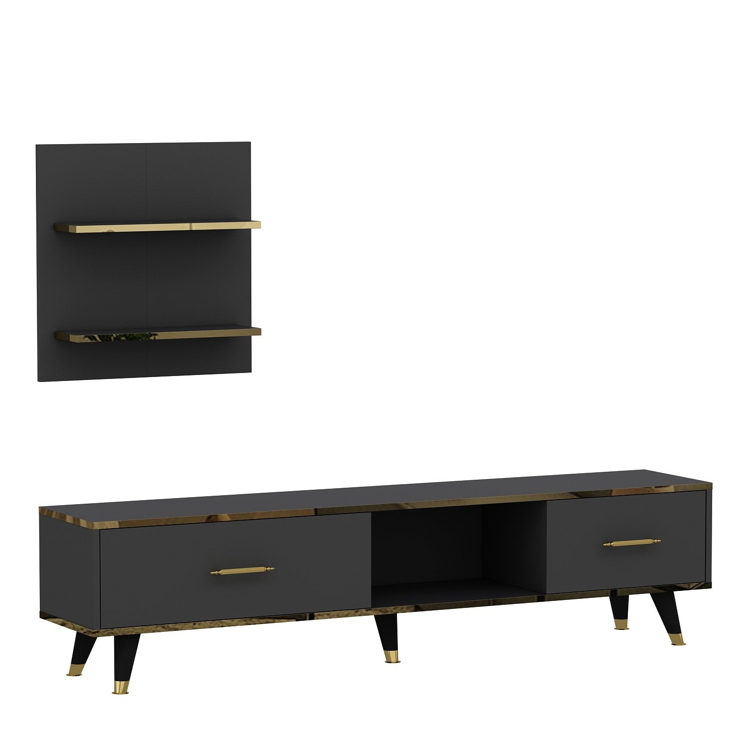 Móvel de TV – 180 cm x 43,6 cm x 35 cm – Cor antracite – Material em painel de partículas revestido a melamina