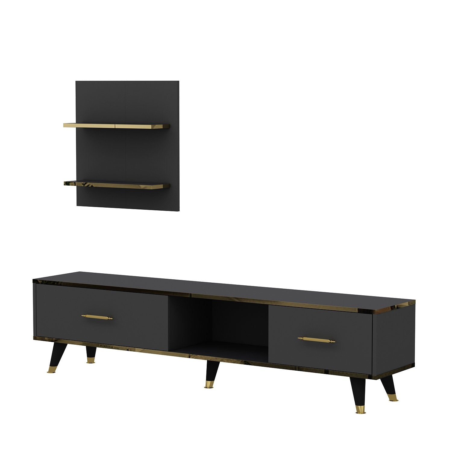 Móvel de TV – 180 cm x 43,6 cm x 35 cm – Cor antracite – Material em painel de partículas revestido a melamina