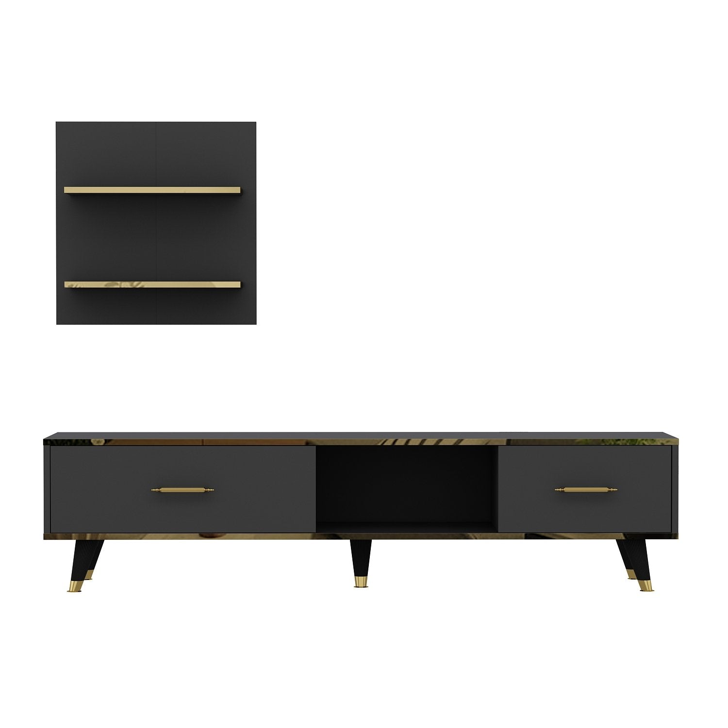Móvel de TV – 180 cm x 43,6 cm x 35 cm – Cor antracite – Material em painel de partículas revestido a melamina