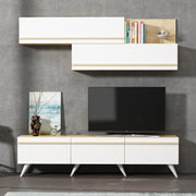 Móvel de TV – 180 cm x 42 cm x 35 cm – Branco e Safira – Painel de Partículas