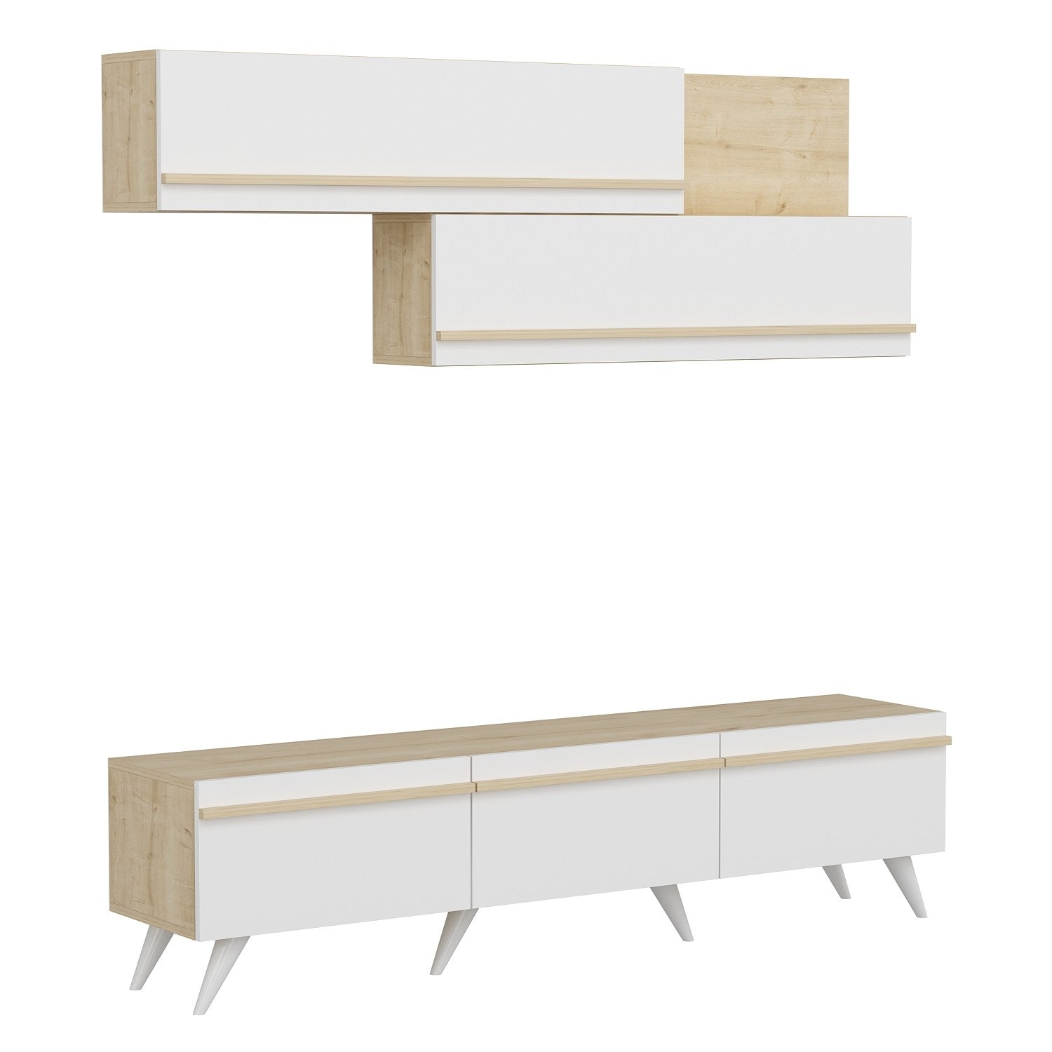 Móvel de TV – 180 cm x 42 cm x 35 cm – Branco e Safira – Painel de Partículas