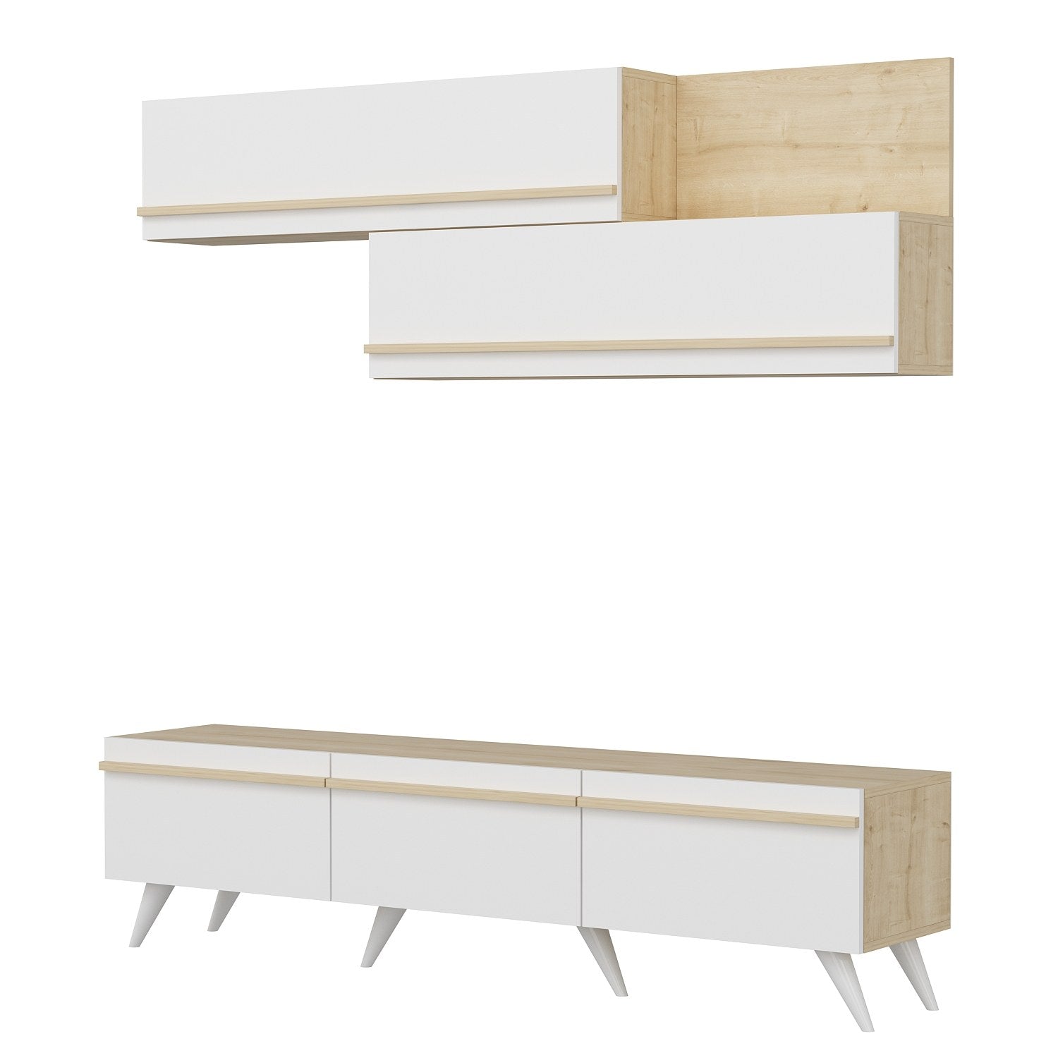 Móvel de TV – 180 cm x 42 cm x 35 cm – Branco e Safira – Painel de Partículas