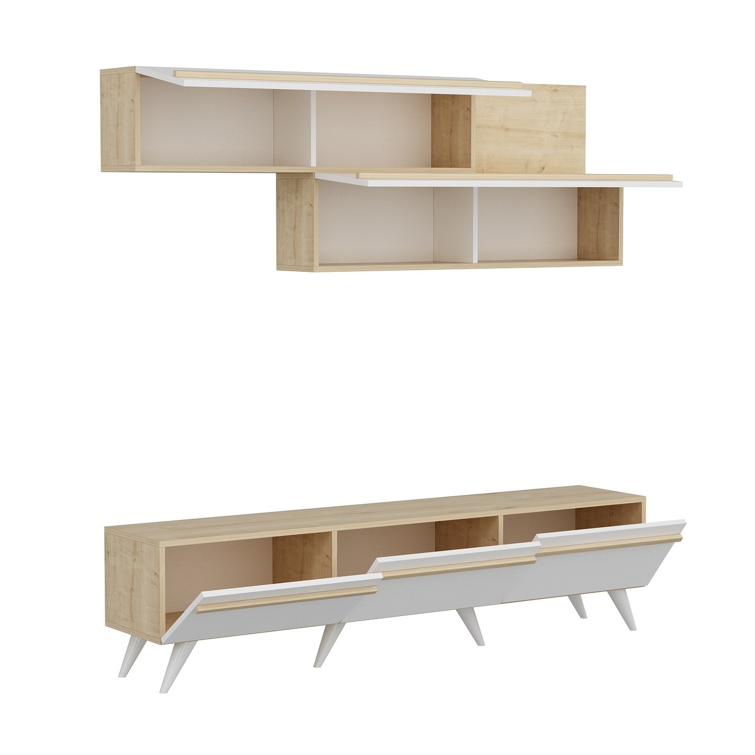 Móvel de TV – 180 cm x 42 cm x 35 cm – Branco e Safira – Painel de Partículas