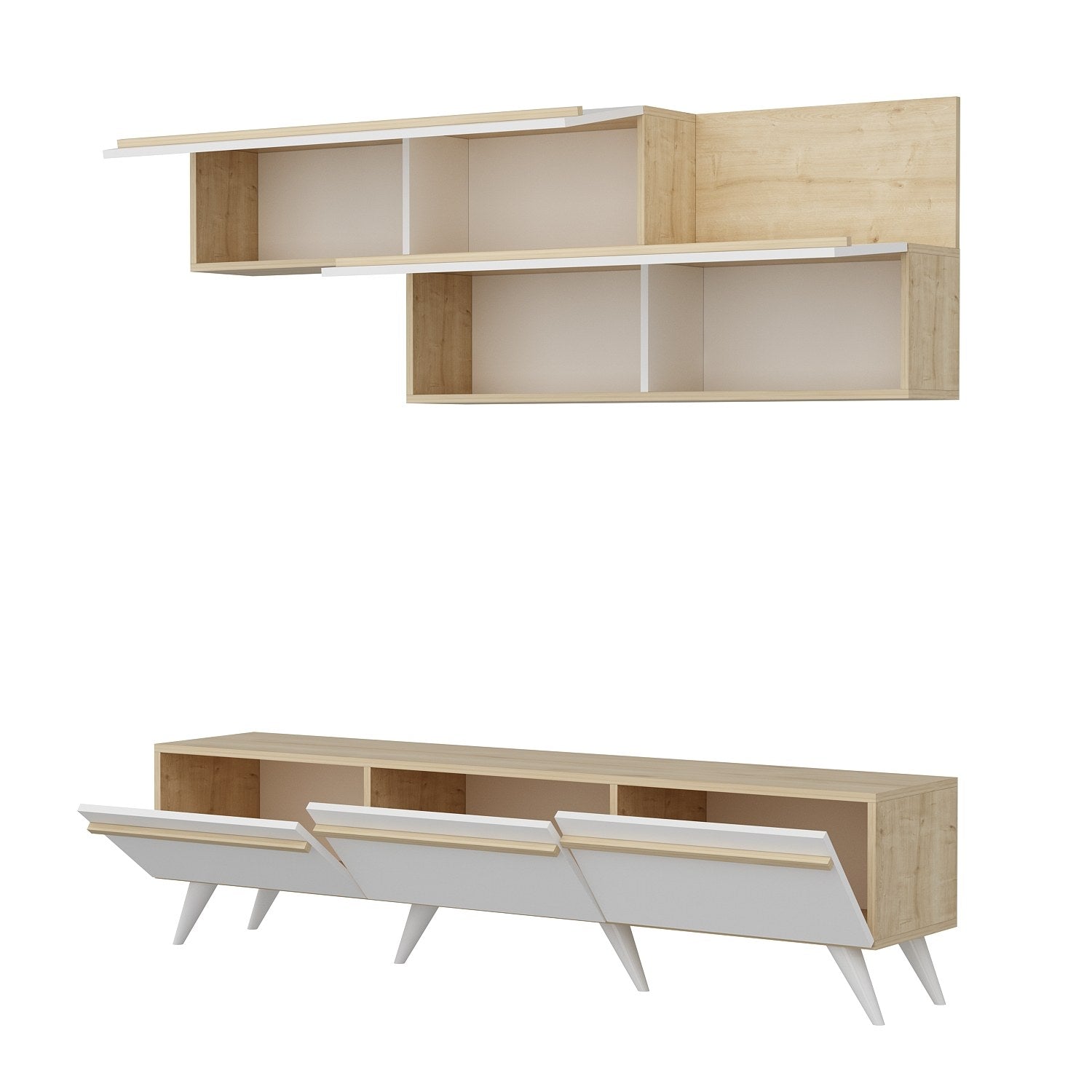 Móvel de TV – 180 cm x 42 cm x 35 cm – Branco e Safira – Painel de Partículas