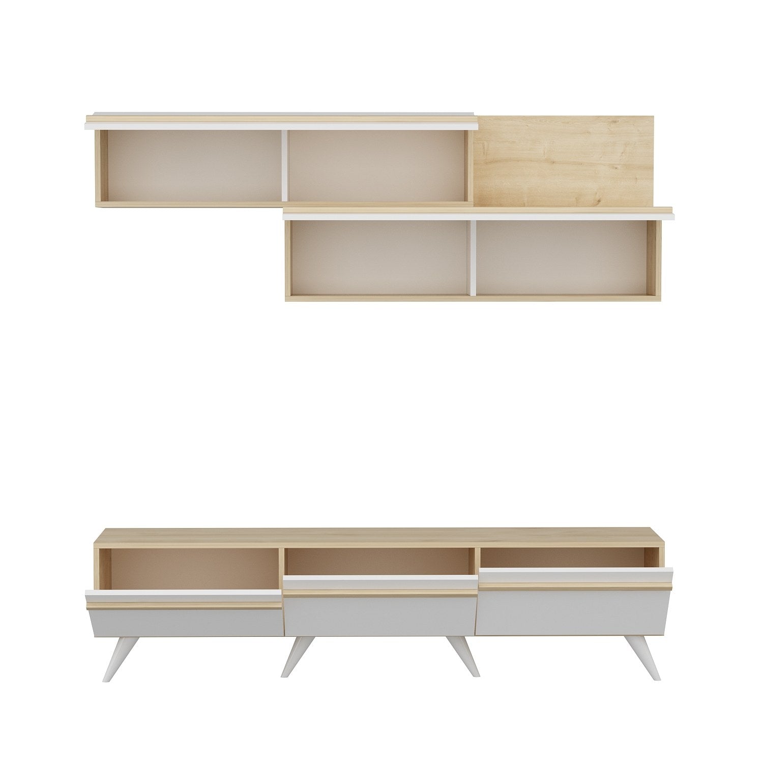 Móvel de TV – 180 cm x 42 cm x 35 cm – Branco e Safira – Painel de Partículas
