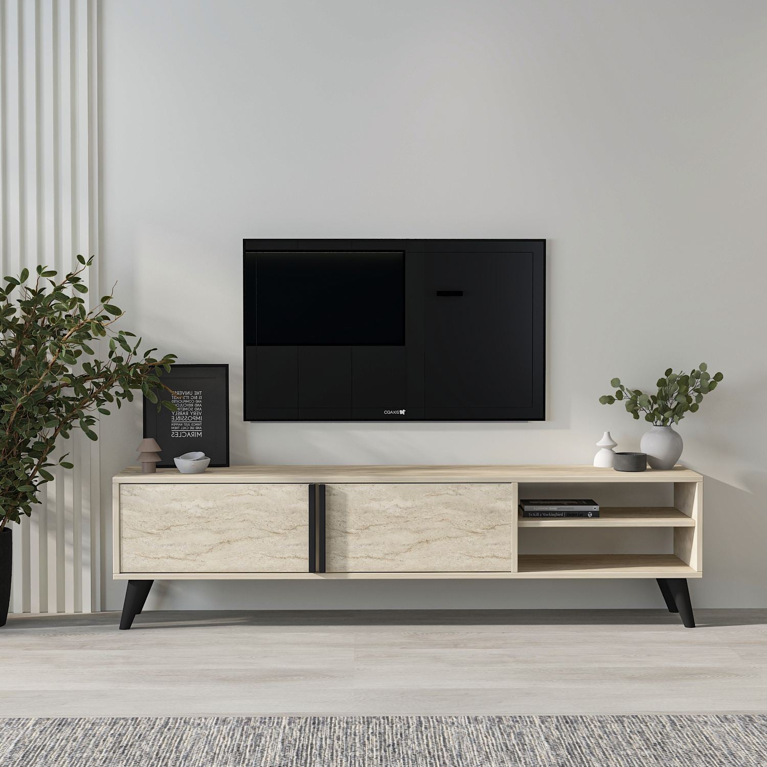 Móvel de TV – 160cm – Travertino – MDF