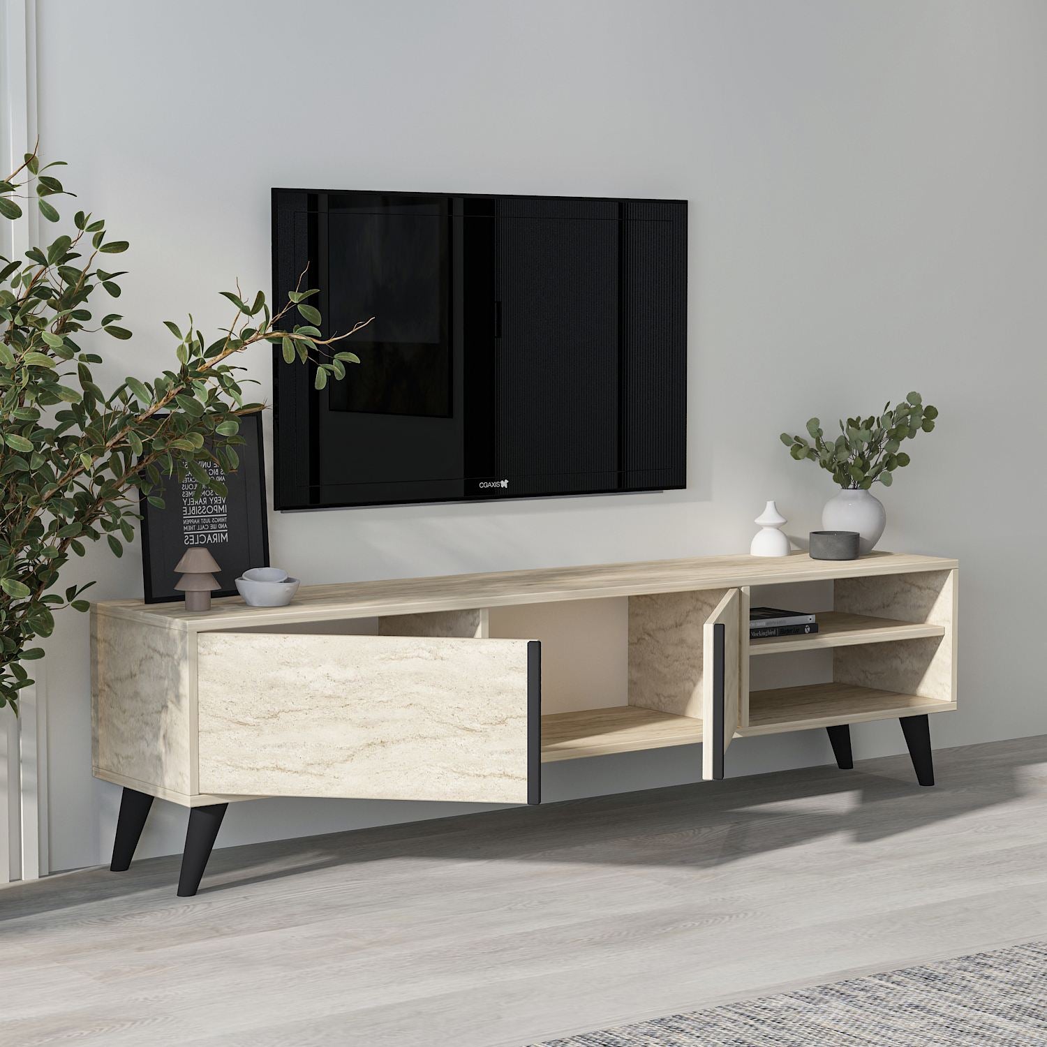 Móvel de TV – 160cm – Travertino – MDF
