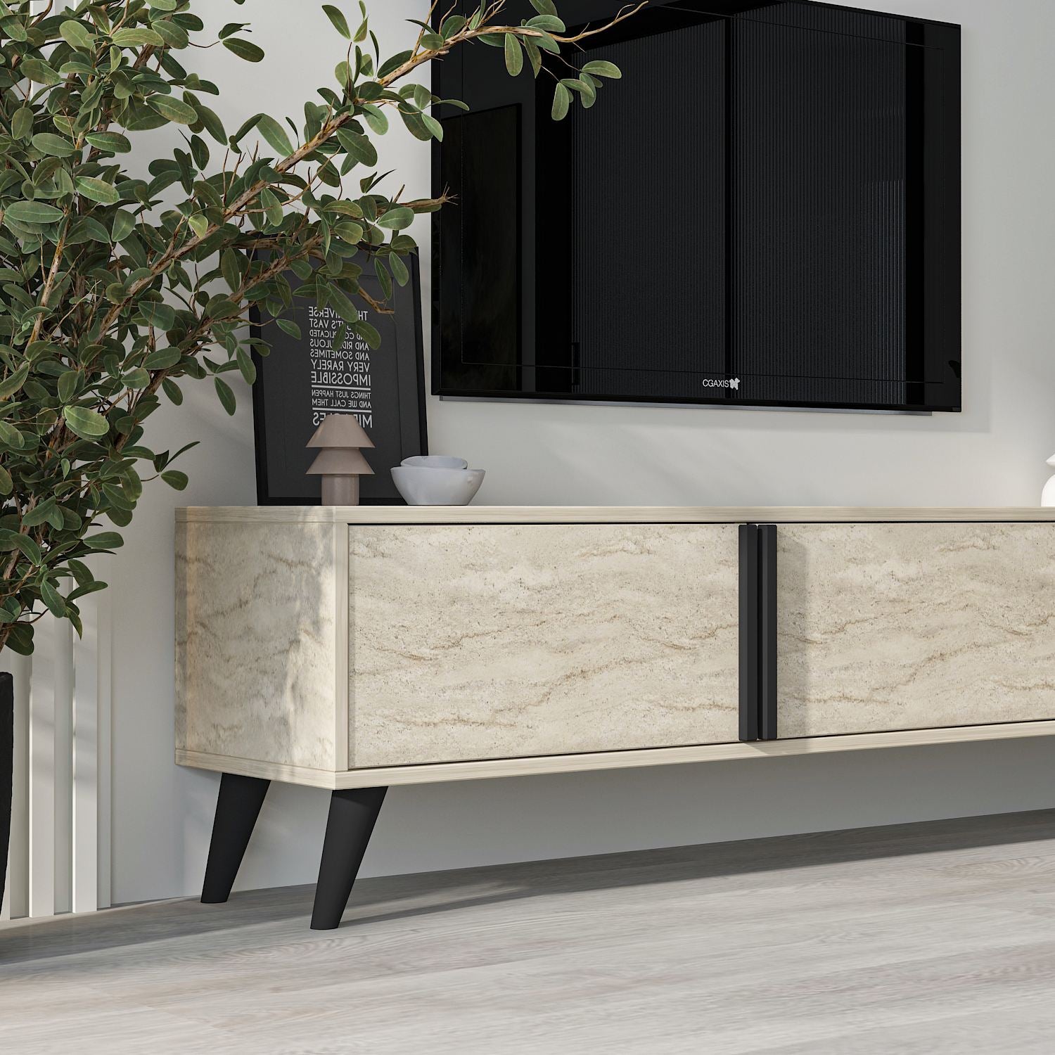 Móvel de TV – 160cm – Travertino – MDF