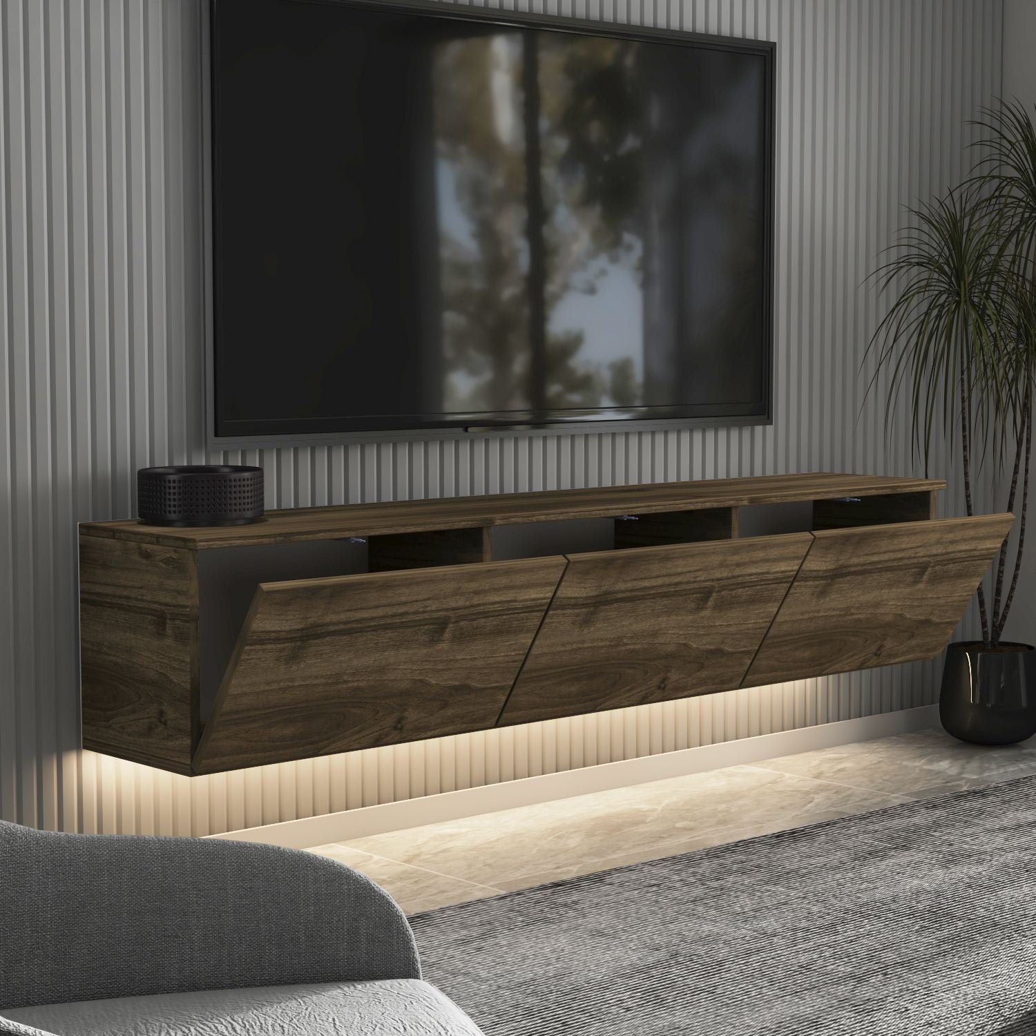 Móvel de TV – 160 cm x 35 cm x 32 cm – Nogueira – MDF