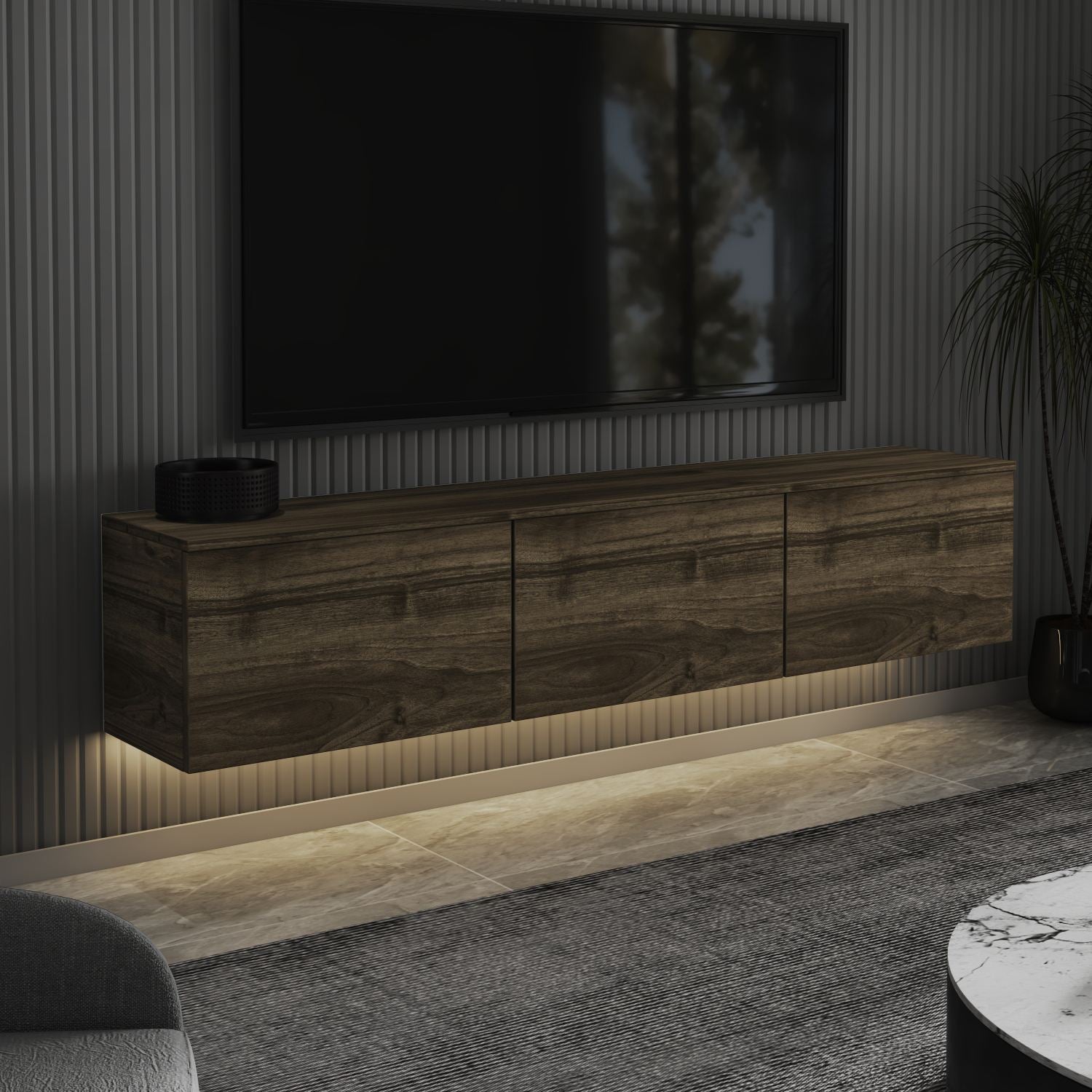 Móvel de TV – 160 cm x 35 cm x 32 cm – Nogueira – MDF