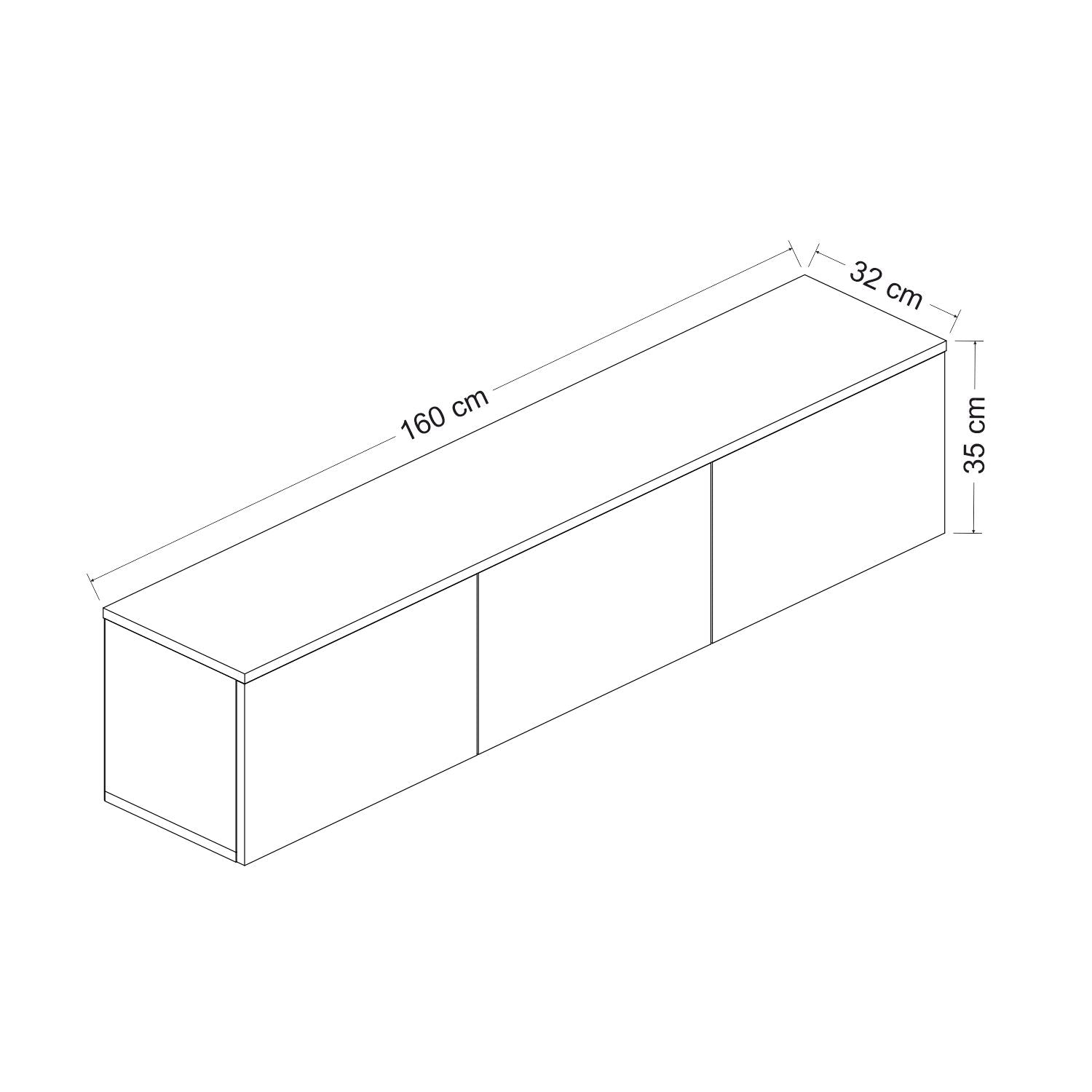 Móvel de TV – 160 cm x 35 cm x 32 cm – Nogueira – MDF