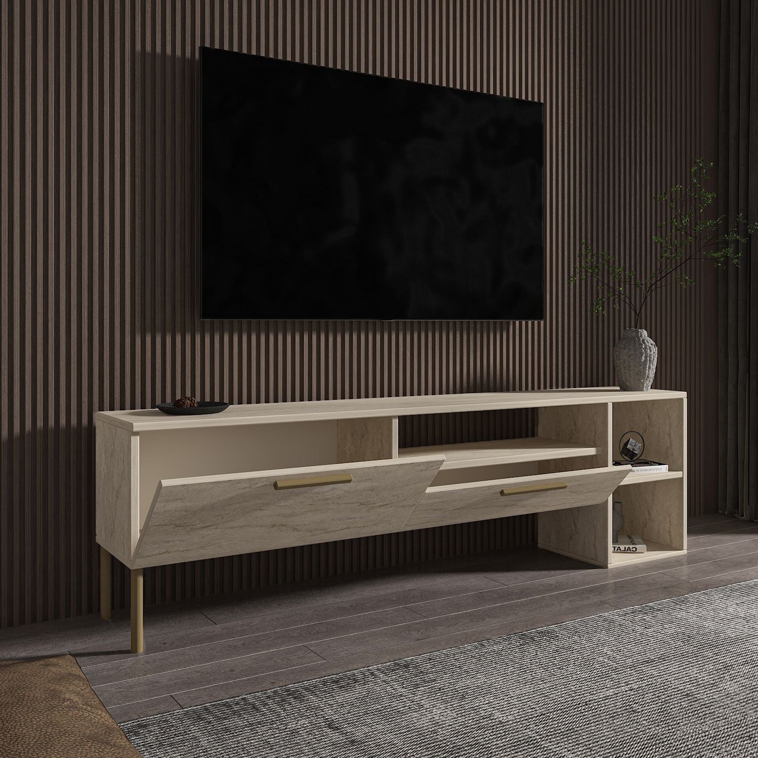 Móvel de TV – 150 cm – Travertino – MDF