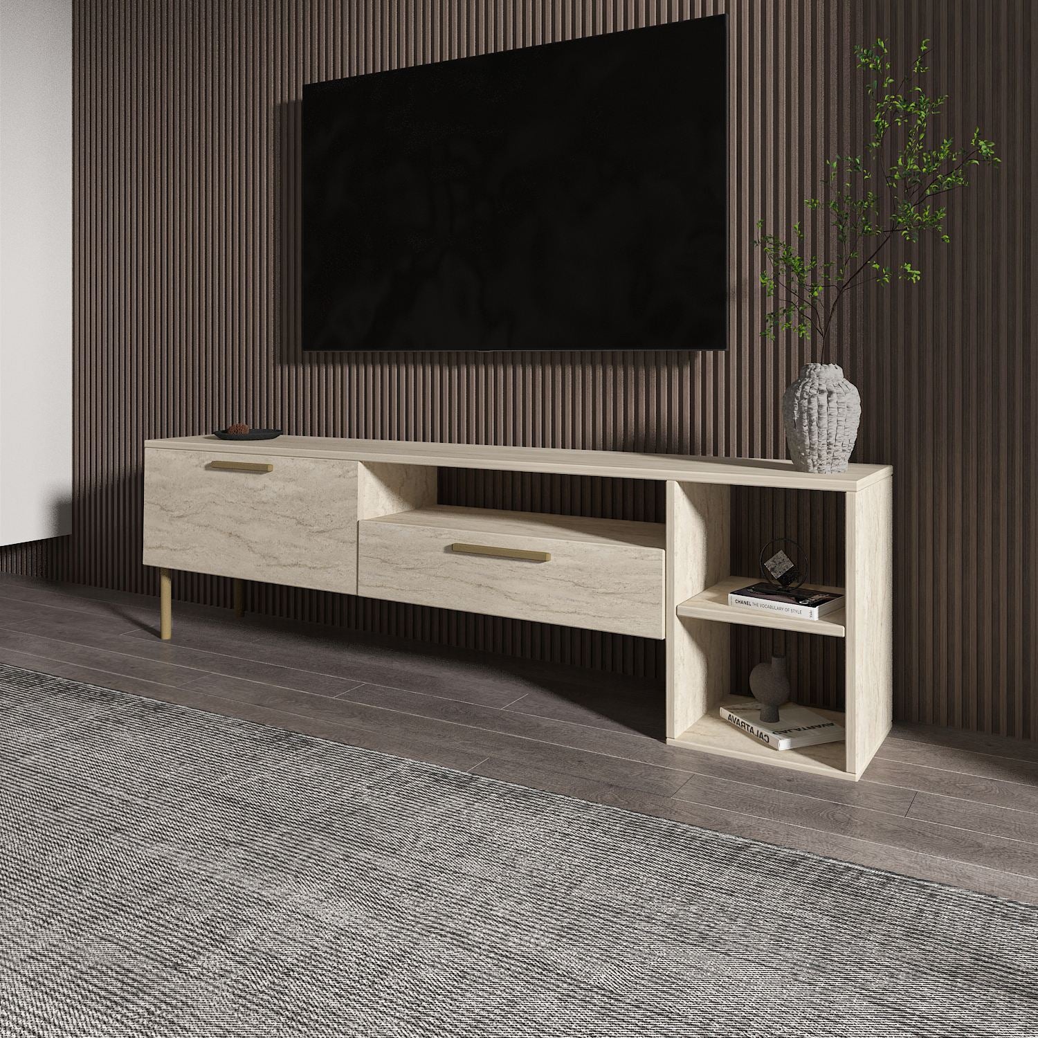Móvel de TV – 150 cm – Travertino – MDF