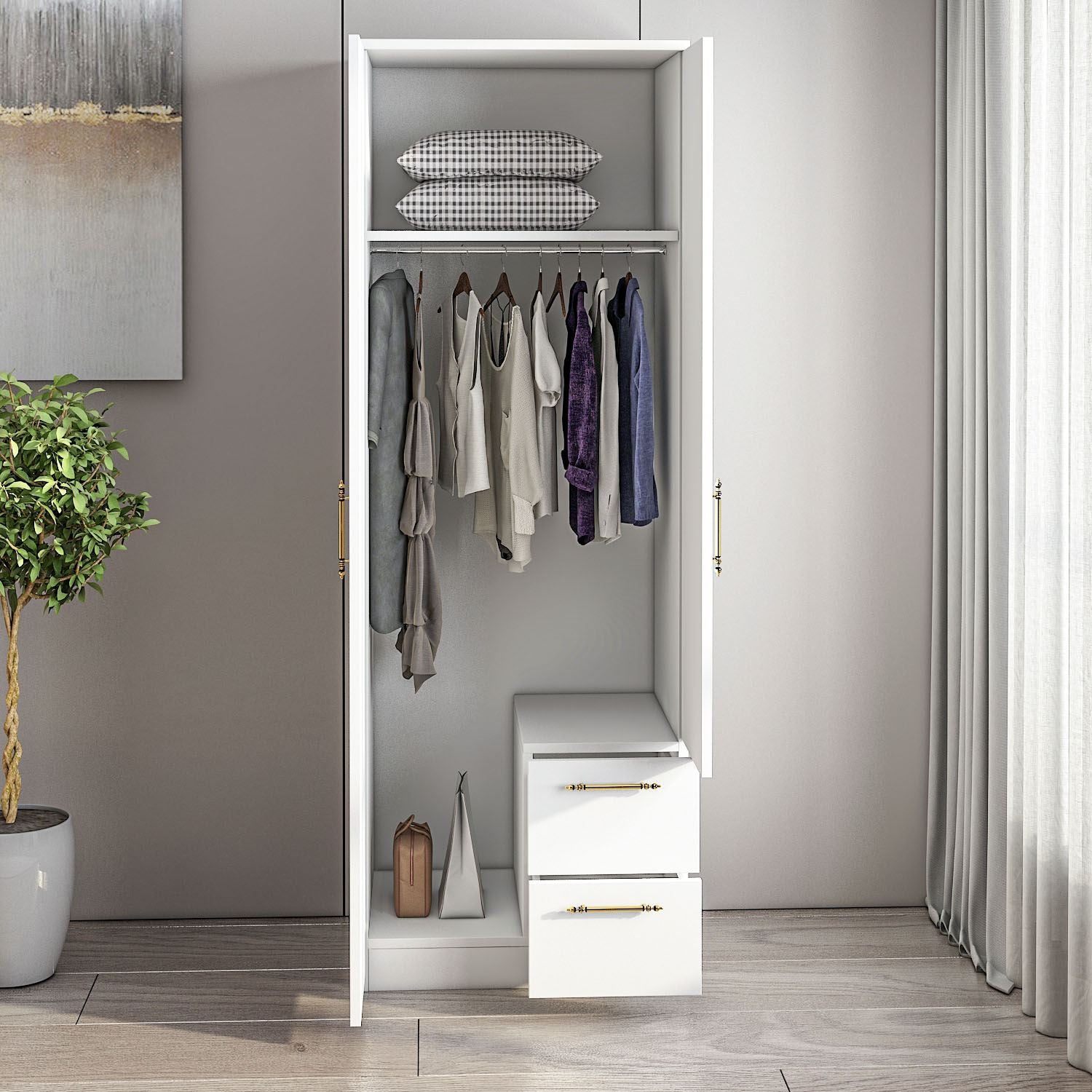Guarda-roupa – 60cm x 171.8cm x 45cm – Branco – MDF