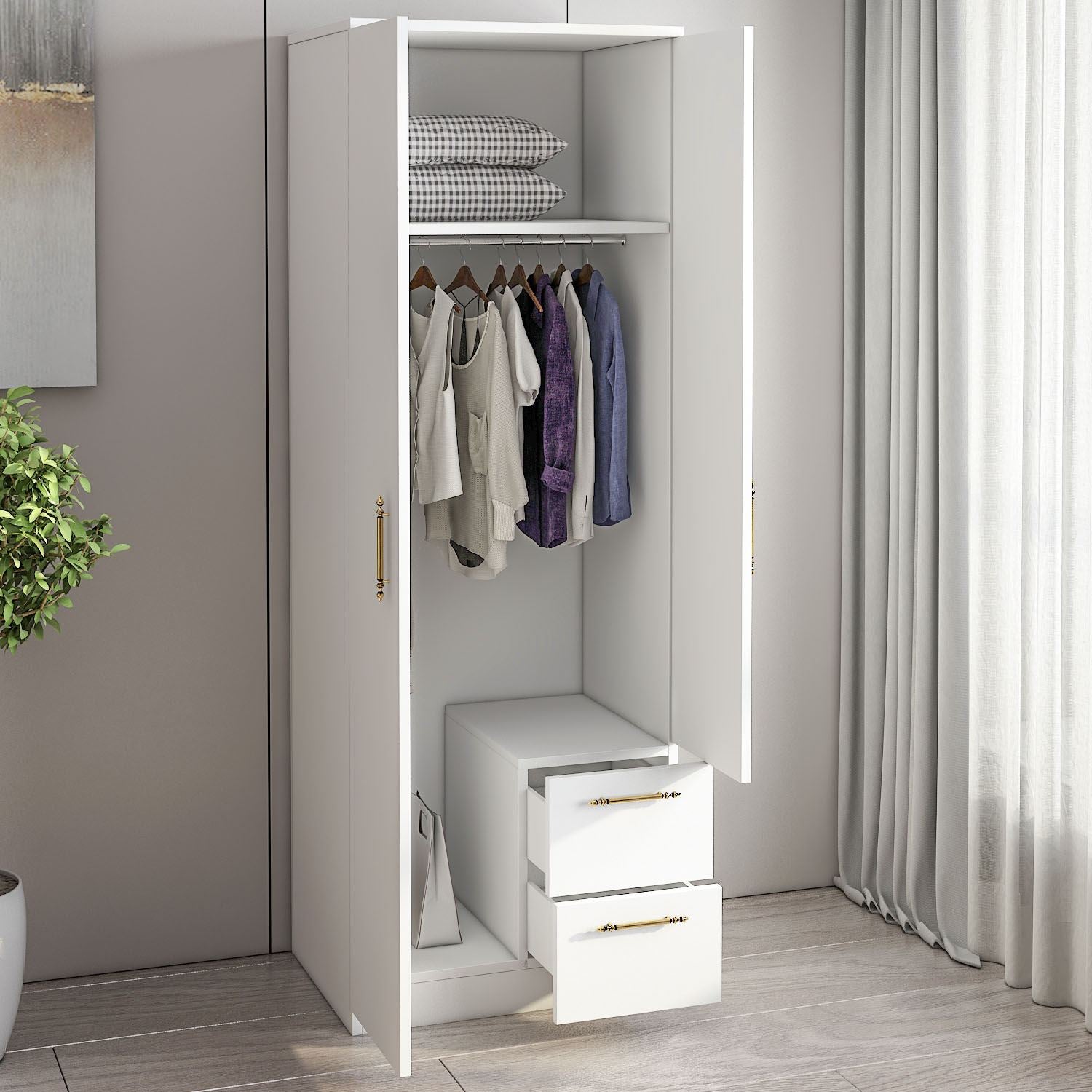 Guarda-roupa – 60cm x 171.8cm x 45cm – Branco – MDF