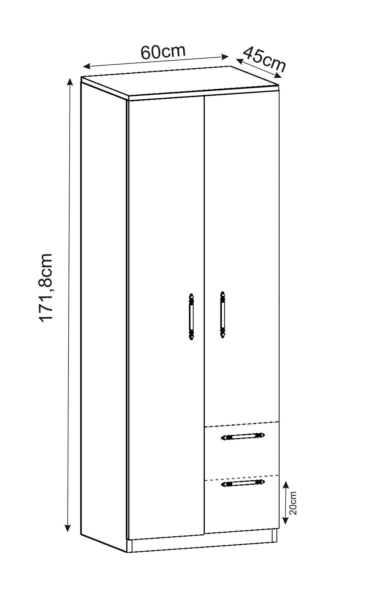 Guarda-roupa – 60cm x 171.8cm x 45cm – Branco – MDF