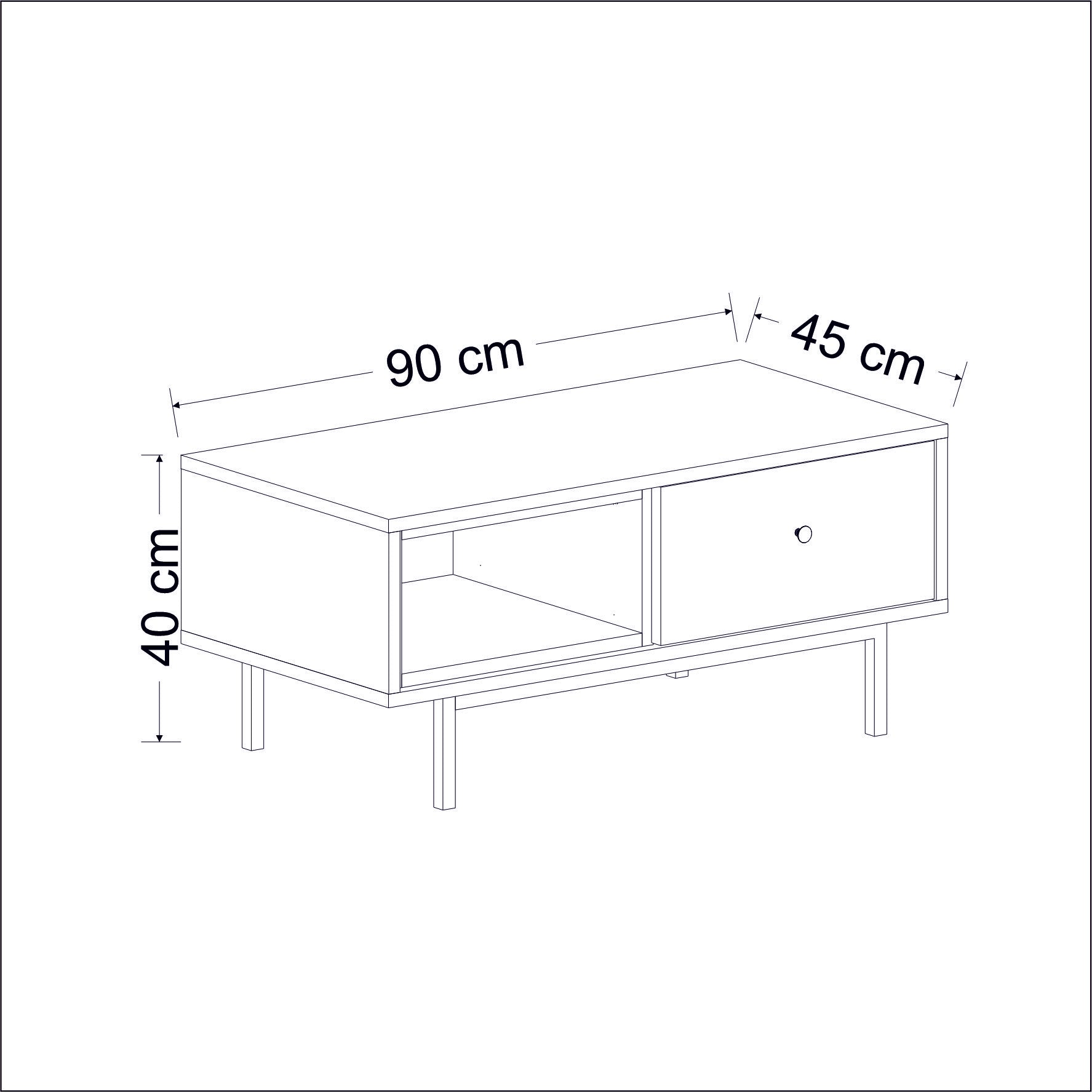 Mesa de Centro – 90cm x 40cm x 45cm – Antracite – Melamina