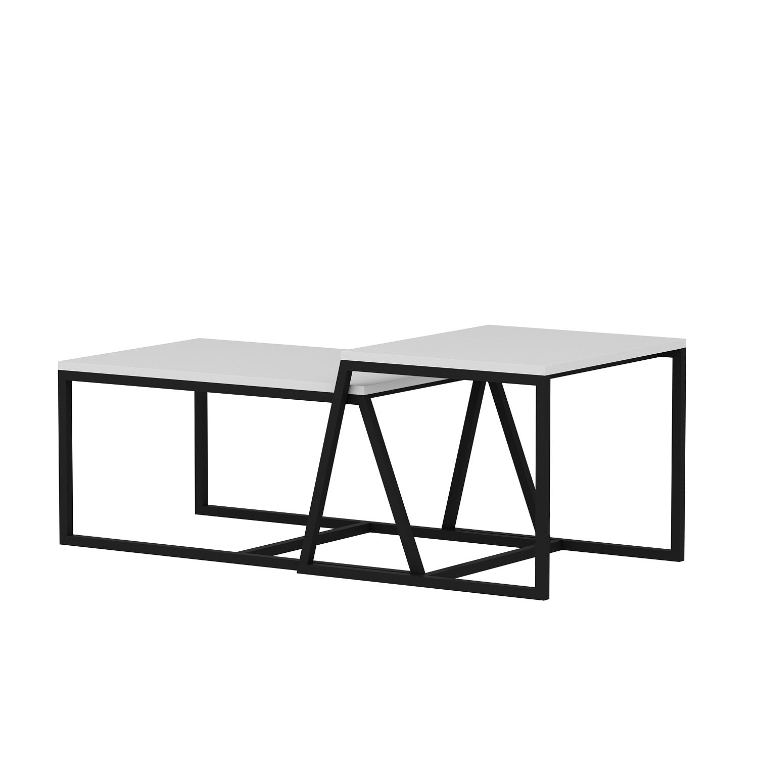 Mesa de Centro – 75 cm x 38 cm x 50 cm e 55 cm x 45 cm x 57 cm – Branco – Melamina