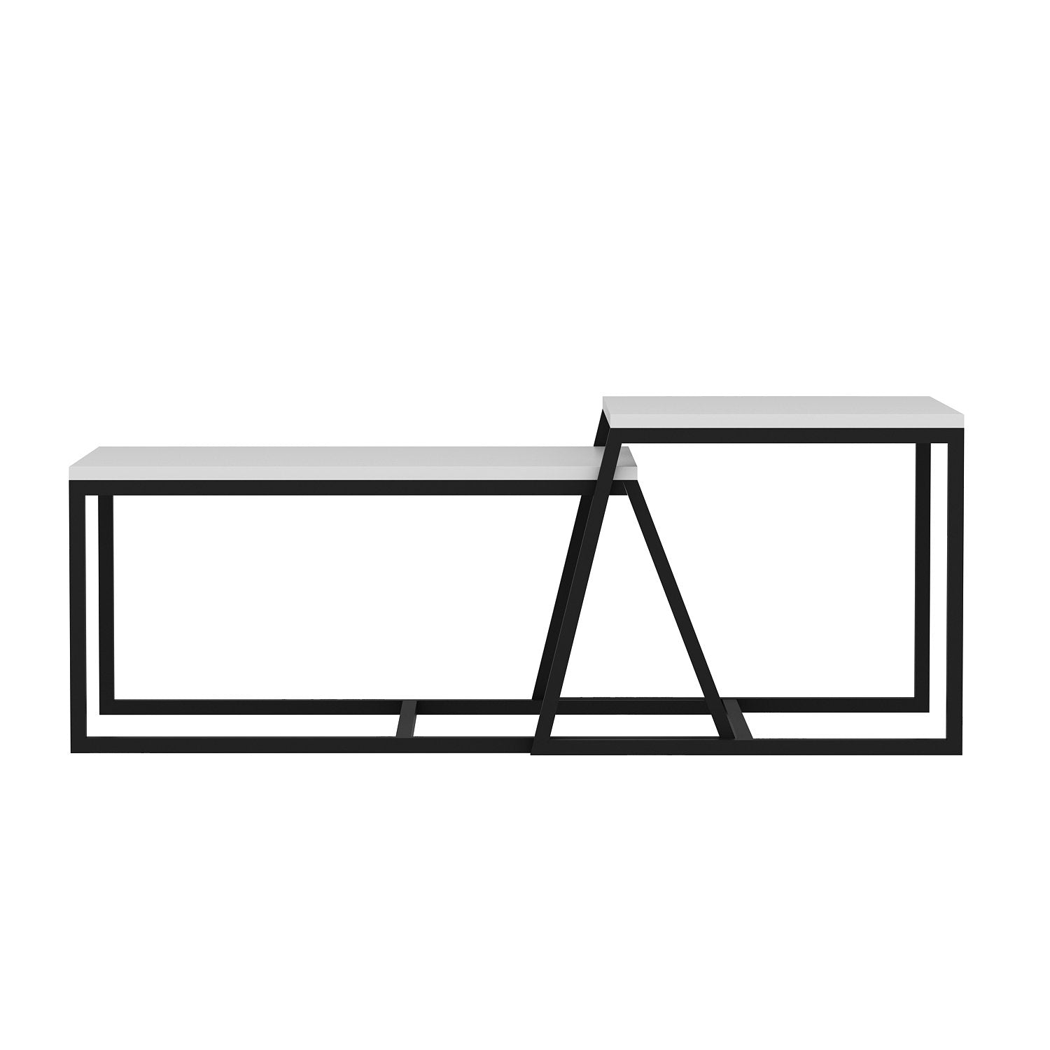 Mesa de Centro – 75 cm x 38 cm x 50 cm e 55 cm x 45 cm x 57 cm – Branco – Melamina