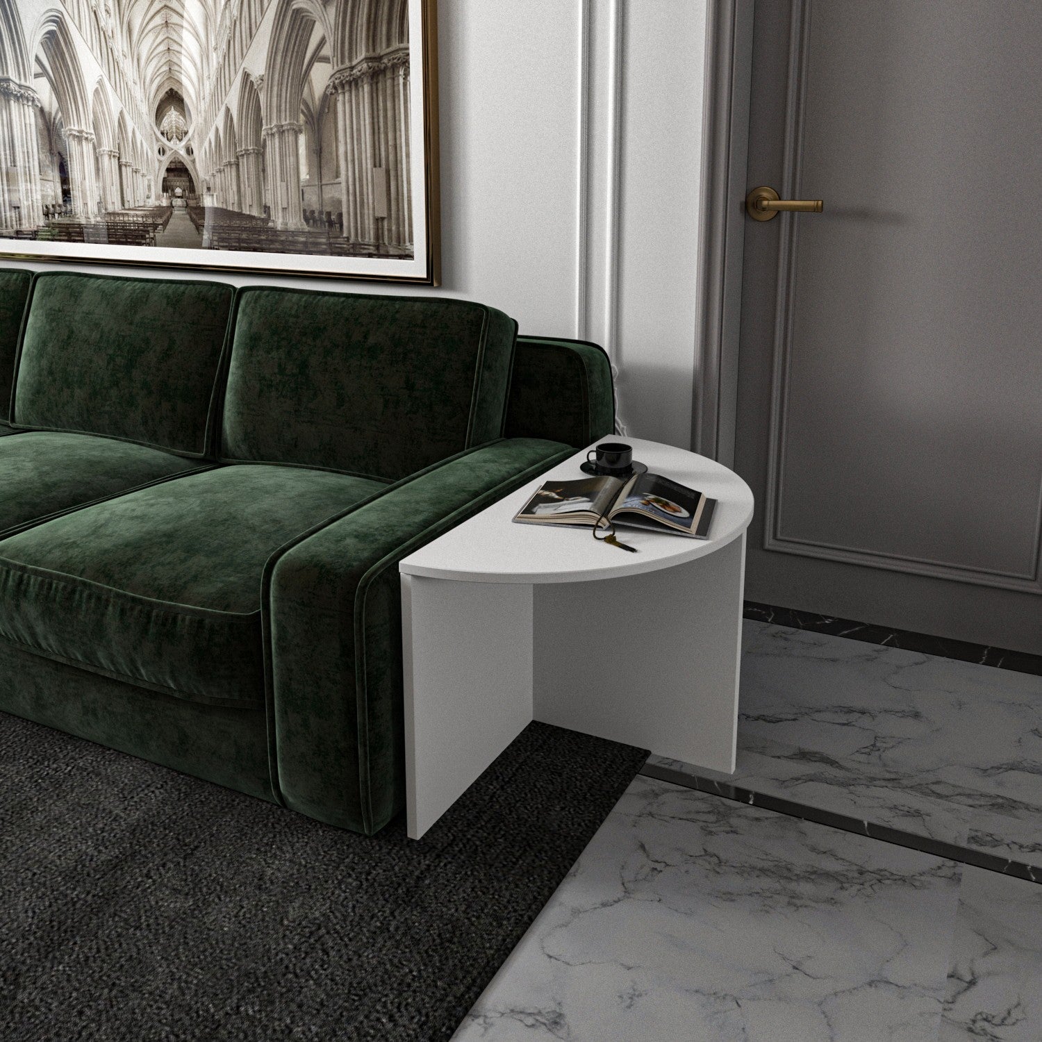 Mesa de Centro – 70cm x 51.8cm x 38cm, 70cm x 47.5cm x 35cm – Branco – Painel de Partículas