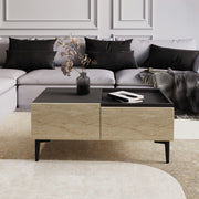 Mesa de Centro em Painel de Partículas Revestido a Melamina – 91.8cm x 38.6cm x 45cm – Travertino e Antracito