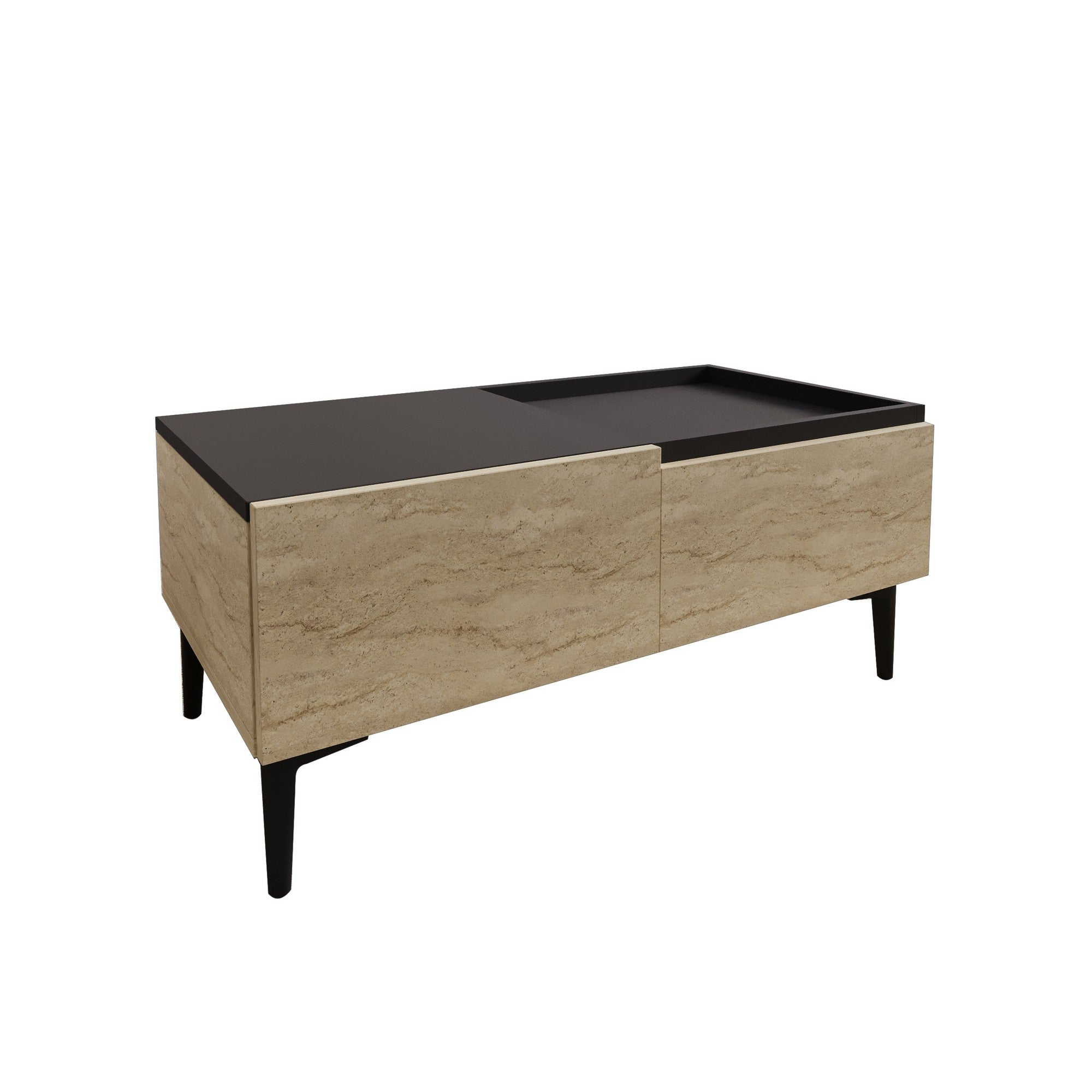 Mesa de Centro em Painel de Partículas Revestido a Melamina – 91.8cm x 38.6cm x 45cm – Travertino e Antracito