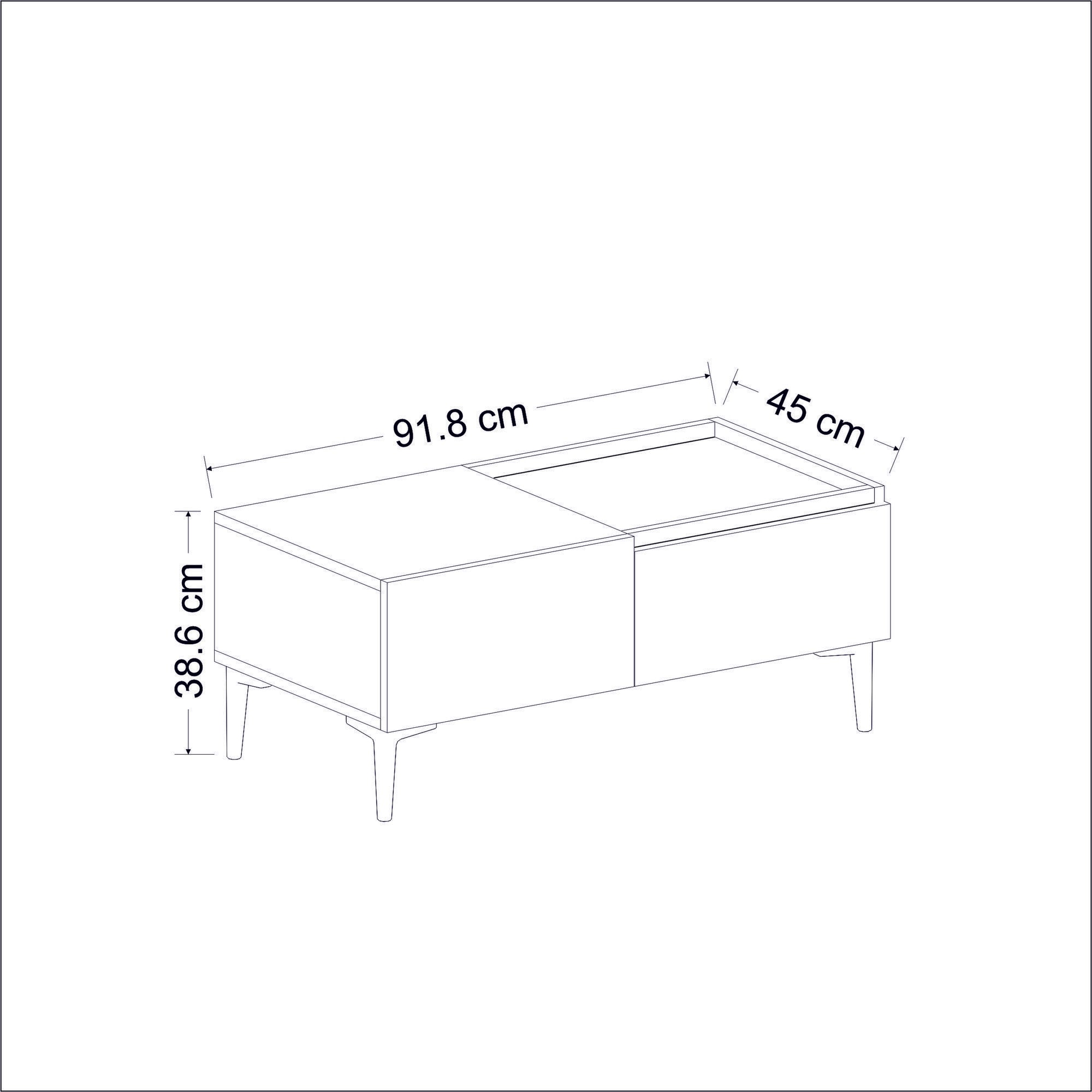 Mesa de Centro em Painel de Partículas Revestido a Melamina – 91.8cm x 38.6cm x 45cm – Travertino e Antracito