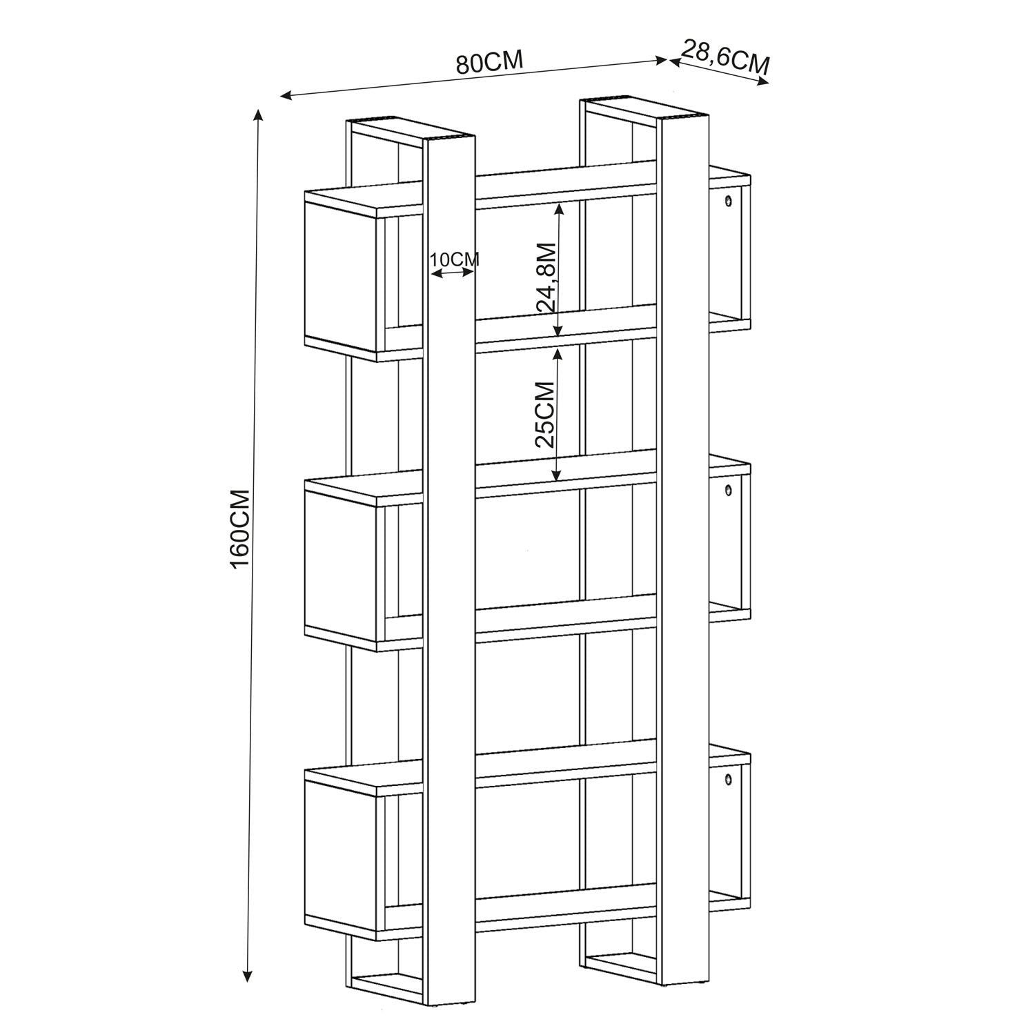 Estante de livros – 80 cm x 160 cm – Branca – Painel de partículas com melamina