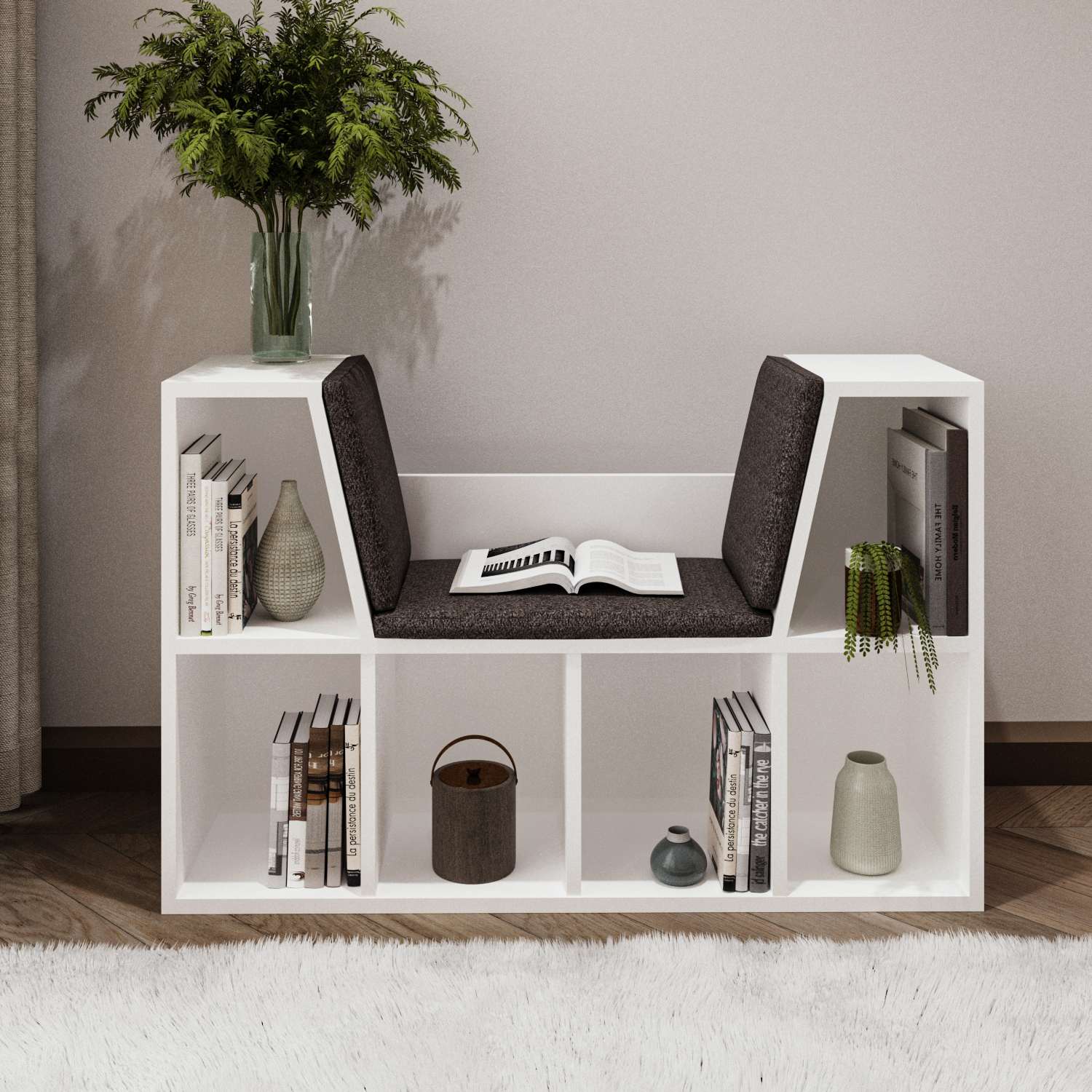 Estante de livros – 103cm x 63cm x 30cm – Branco – Painel de partículas revestido de melamina